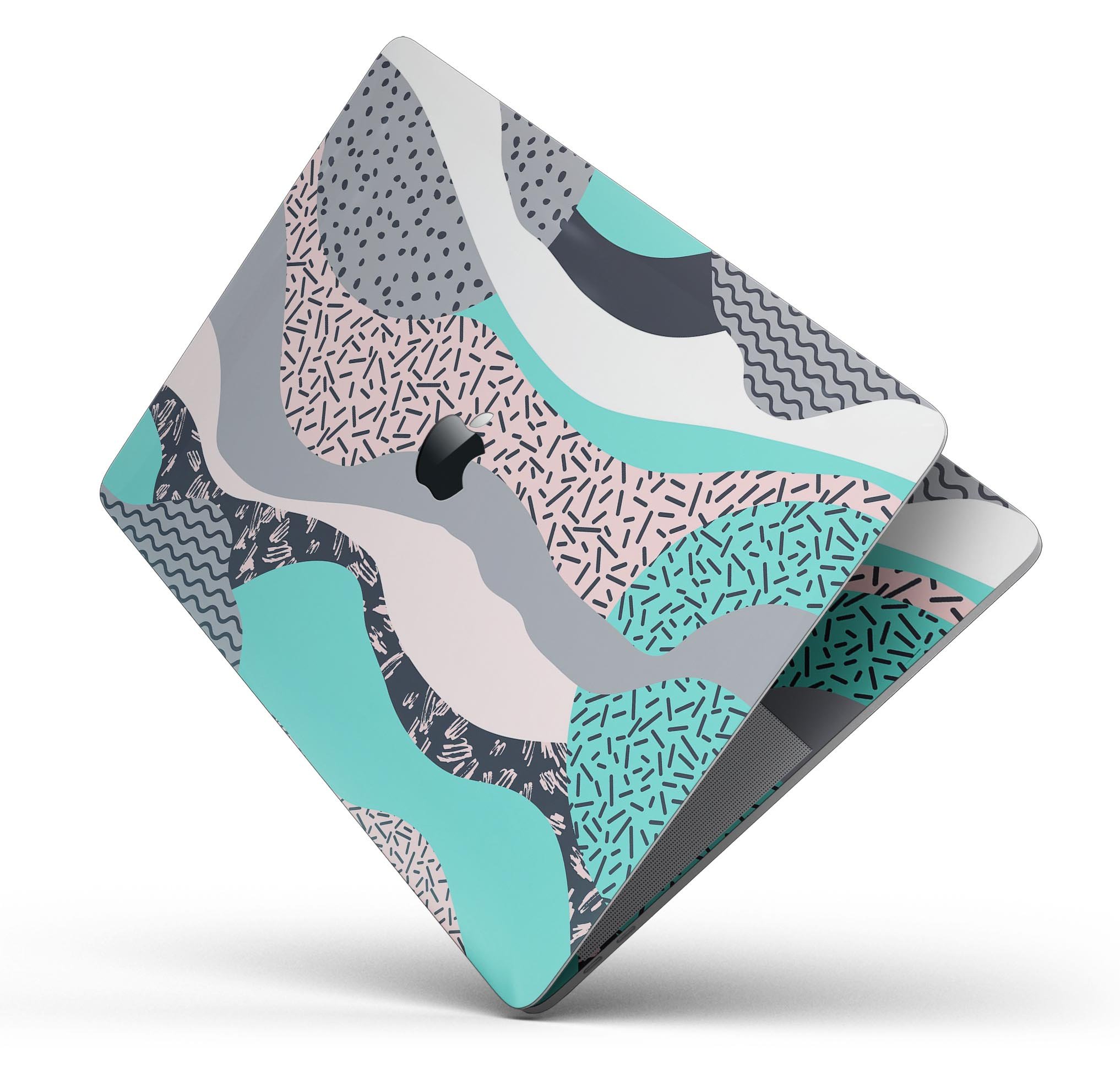 Retro Summer Mint and Coral Skin Decal Wrap Kit for MacBook, showcasing vibrant colors and stylish design.