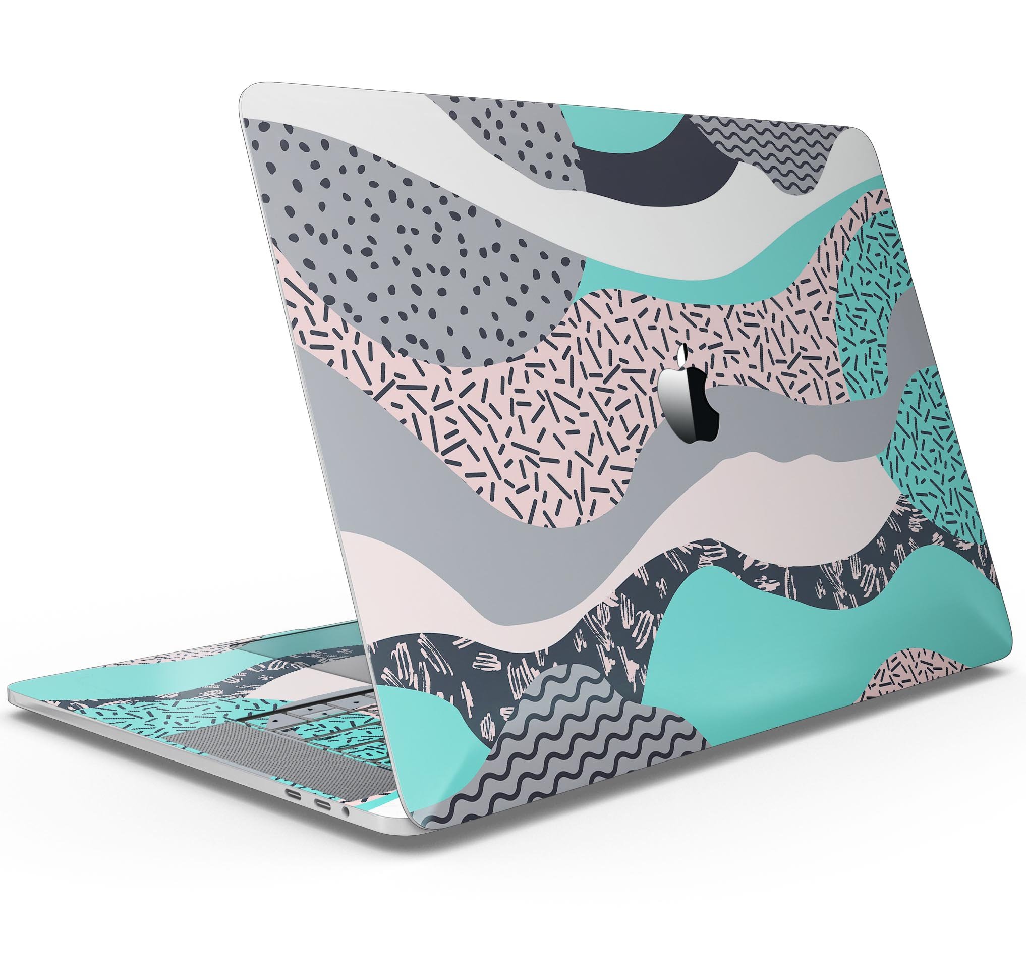 Retro Summer Mint and Coral Skin Decal Wrap Kit for MacBook, showcasing vibrant colors and stylish design.