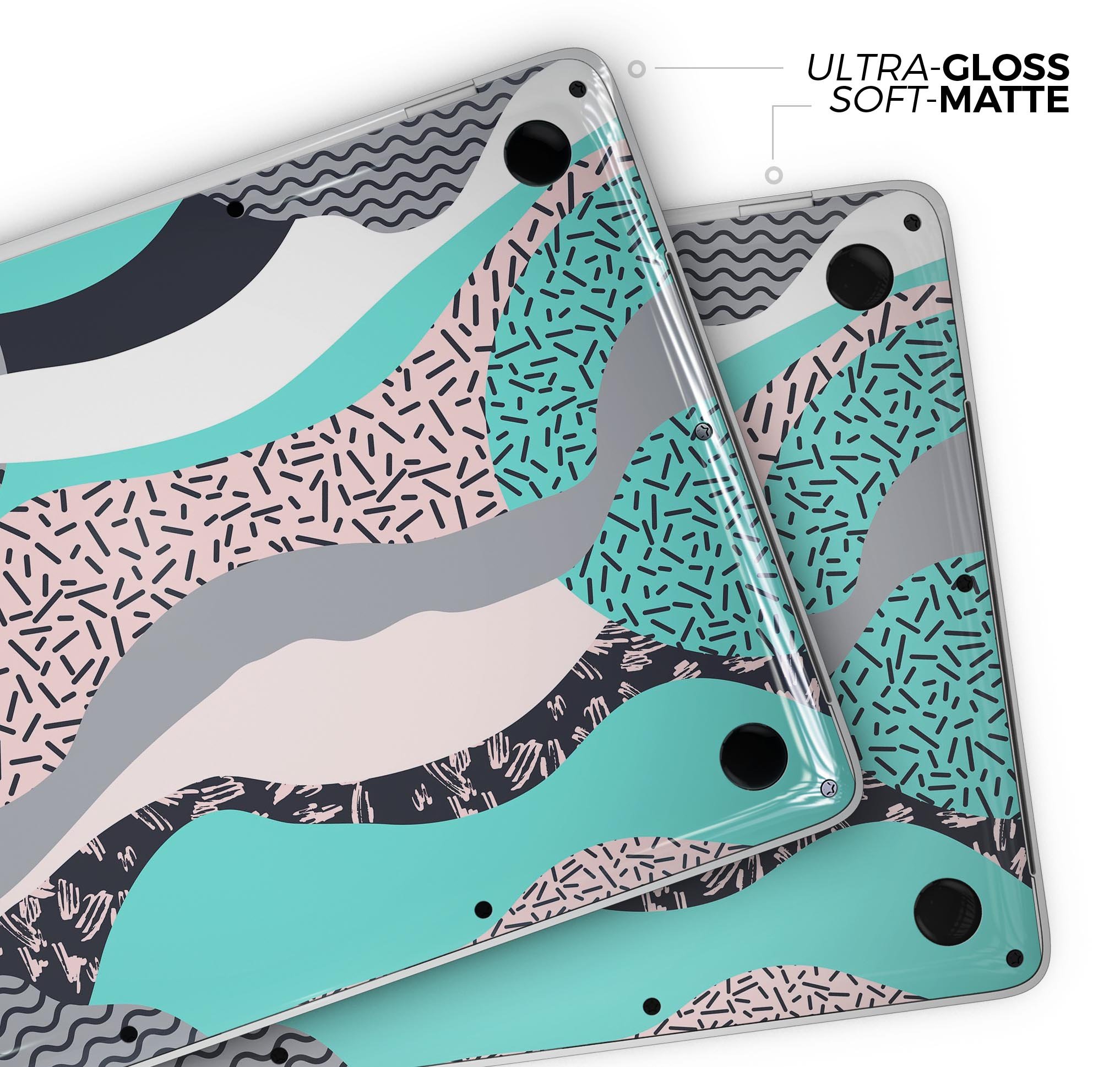 Retro Summer Mint and Coral Skin Decal Wrap Kit for MacBook, showcasing vibrant colors and stylish design.