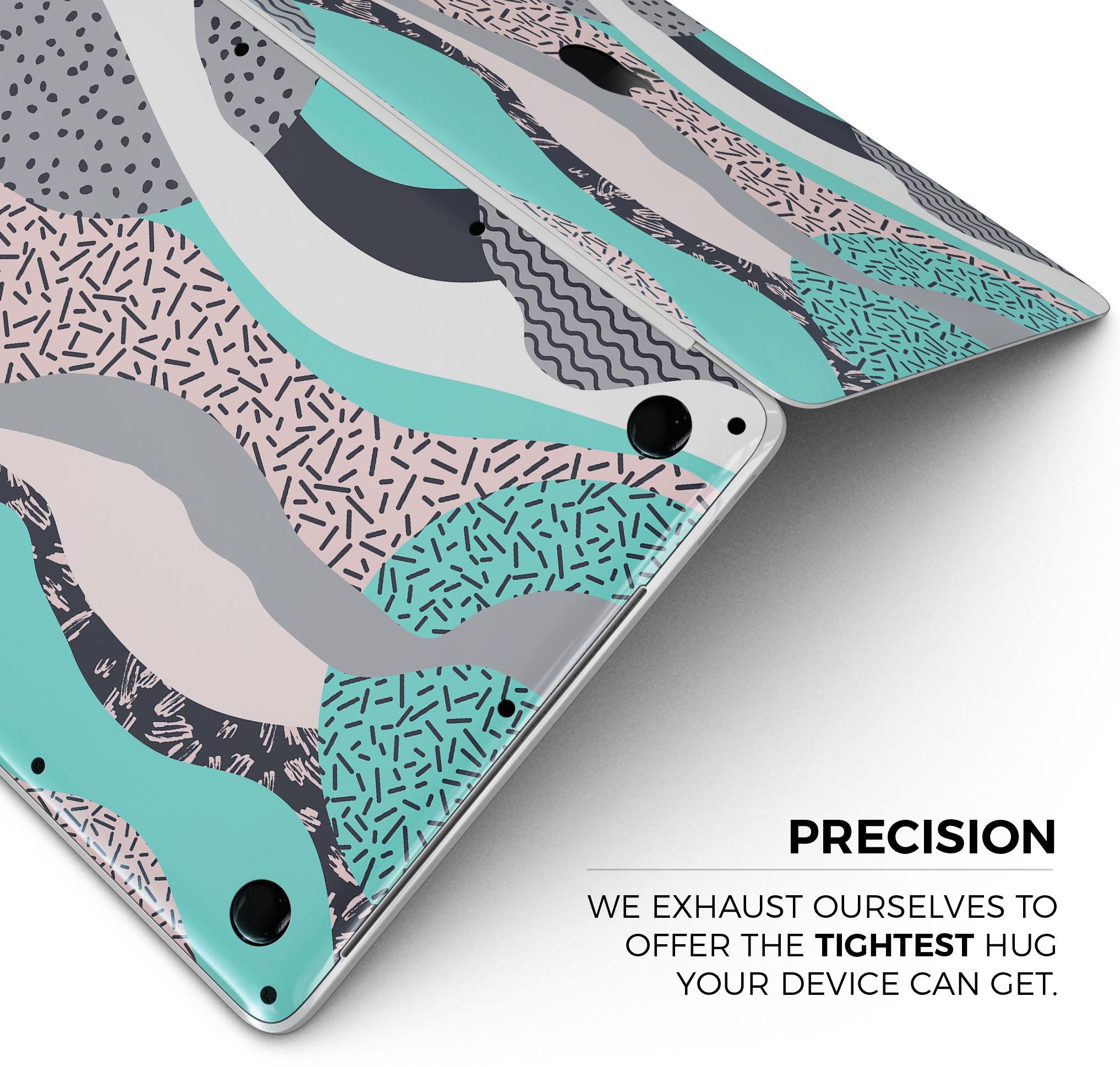 Retro Summer Mint and Coral Skin Decal Wrap Kit for MacBook, showcasing vibrant colors and stylish design.