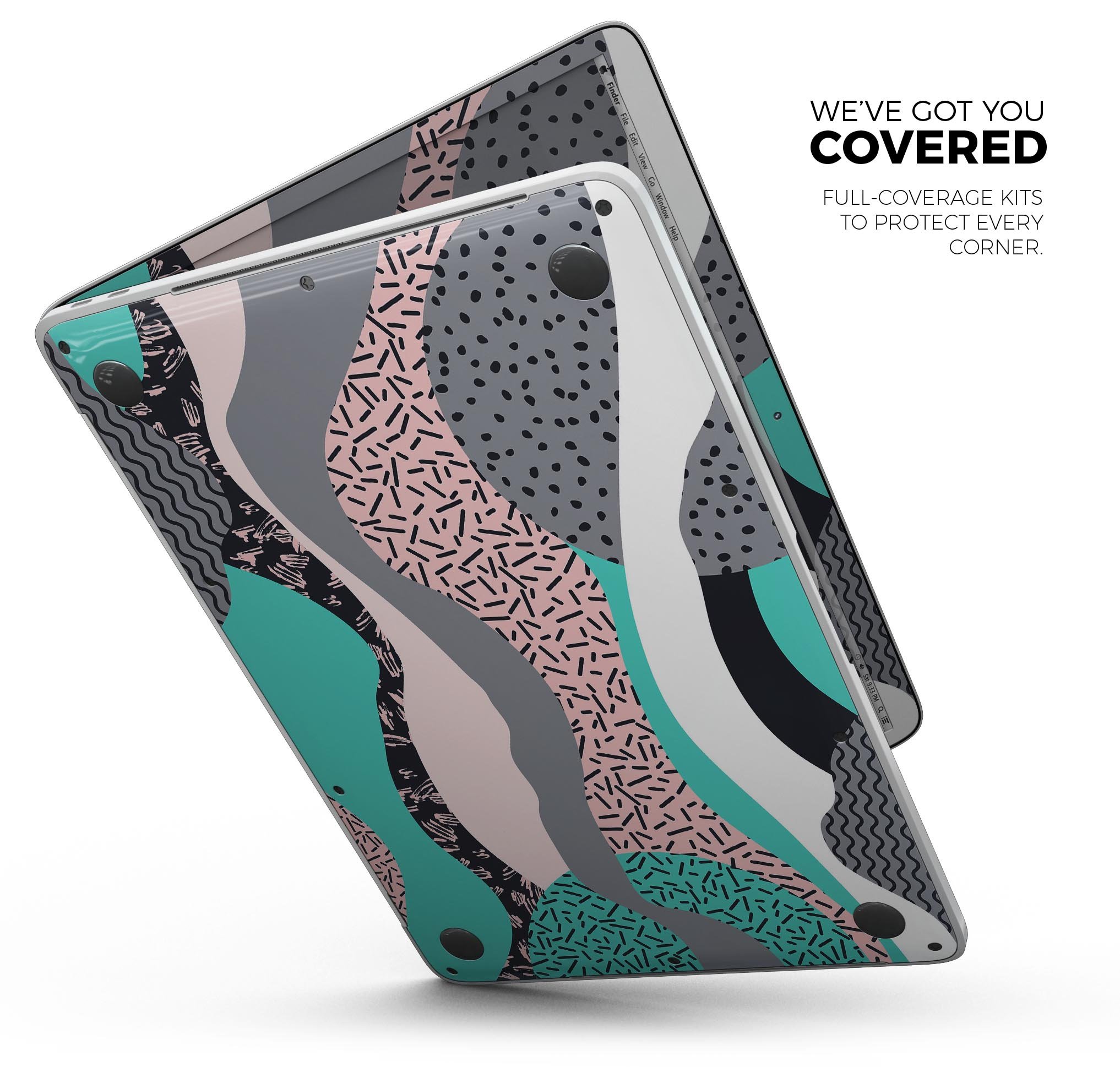 Retro Summer Mint and Coral Skin Decal Wrap Kit for MacBook, showcasing vibrant colors and stylish design.