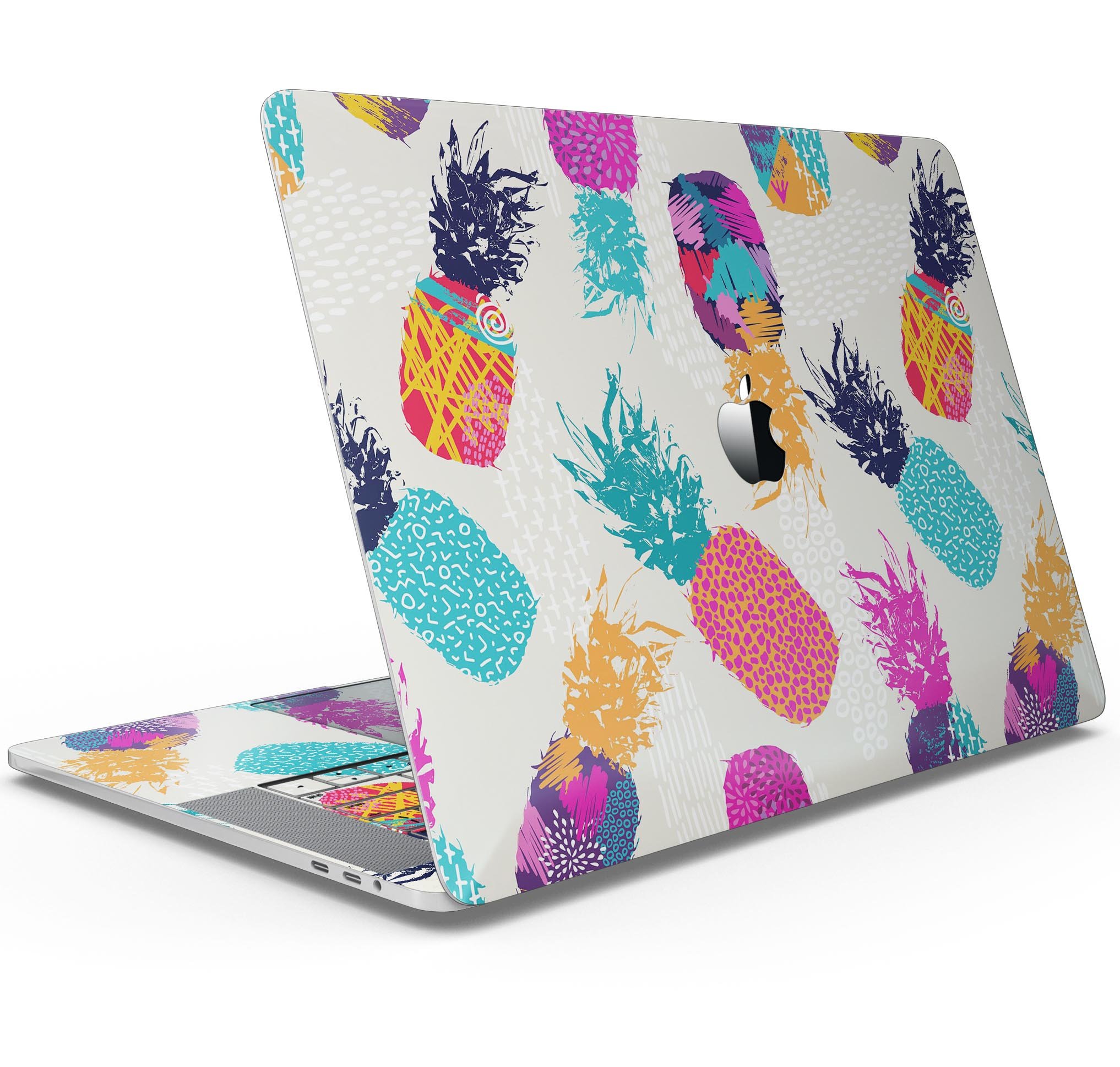 Retro Summer Pineapple skin decal wrap kit for MacBook, featuring vibrant pineapple design and premium vinyl material.
