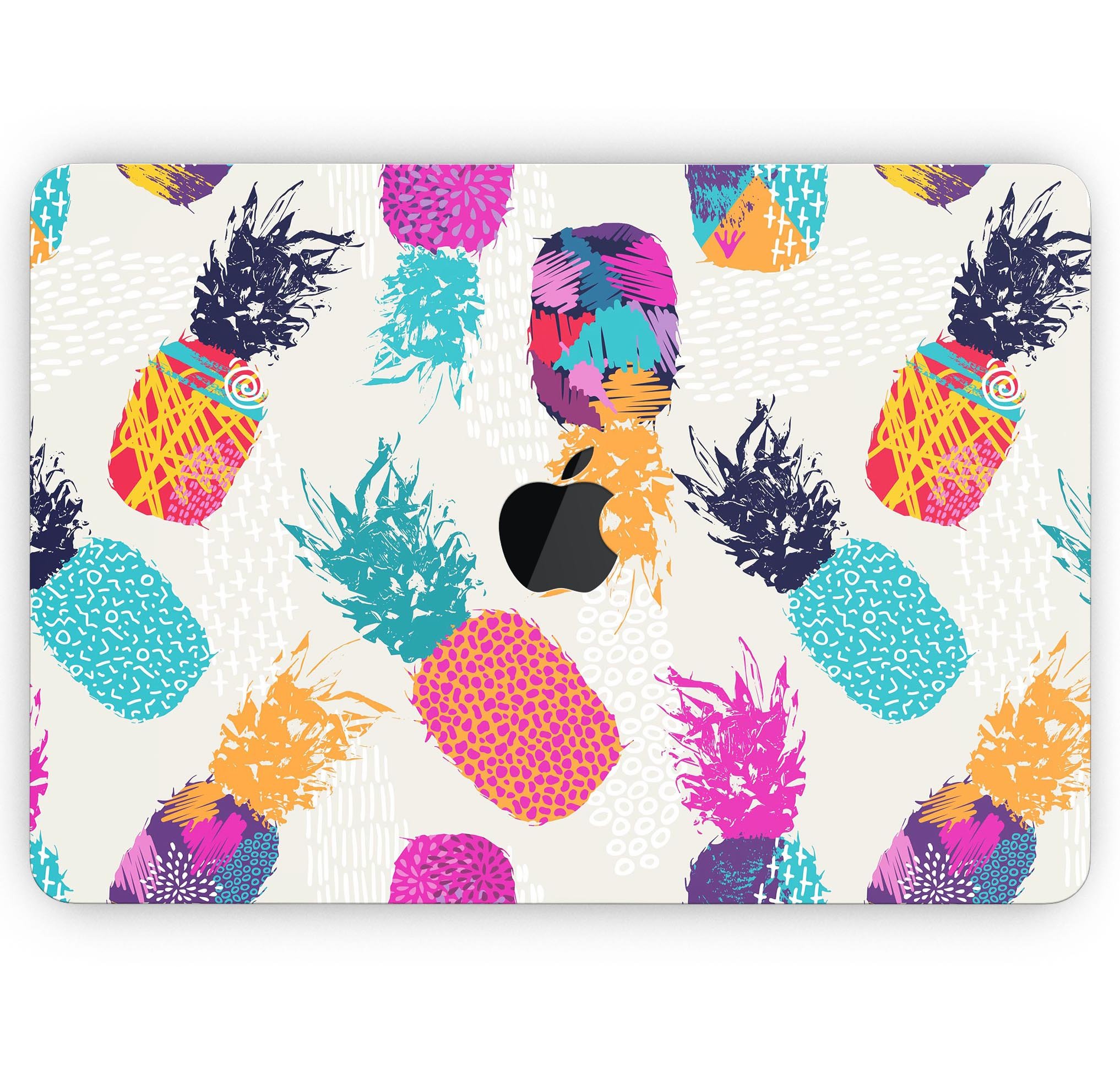 Retro Summer Pineapple skin decal wrap kit for MacBook, featuring vibrant pineapple design and premium vinyl material.