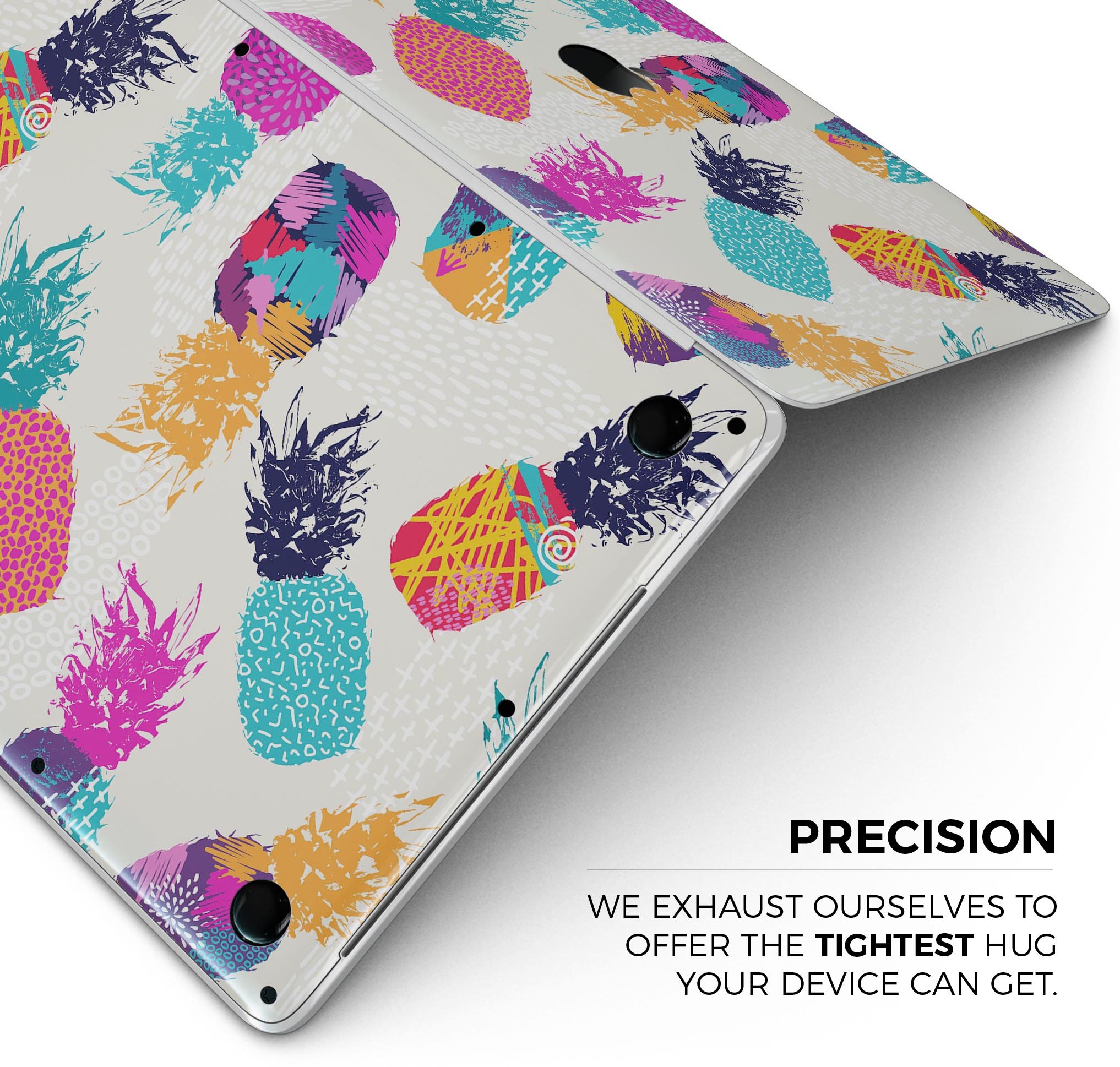 Retro Summer Pineapple skin decal wrap kit for MacBook, featuring vibrant pineapple design and premium vinyl material.