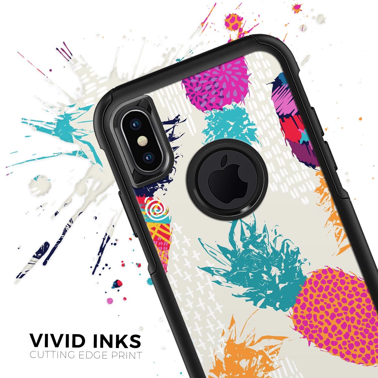 Retro Summer Pineapple v2 Skin Kit for iPhone OtterBox Cases featuring vibrant pineapple design.