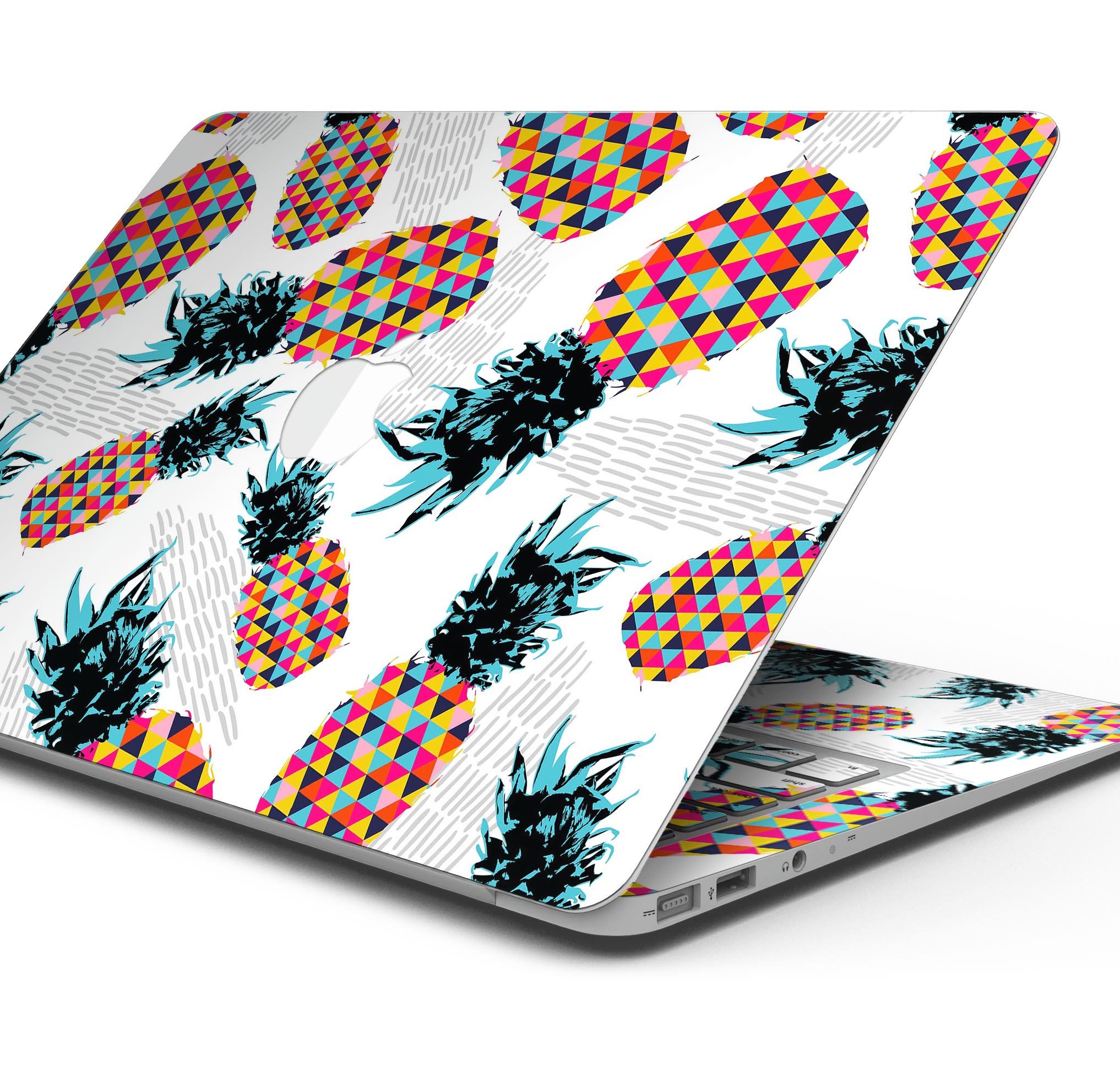 Retro Summer Pineapple skin decal wrap kit for MacBook, showcasing vibrant pineapple design on premium vinyl material.