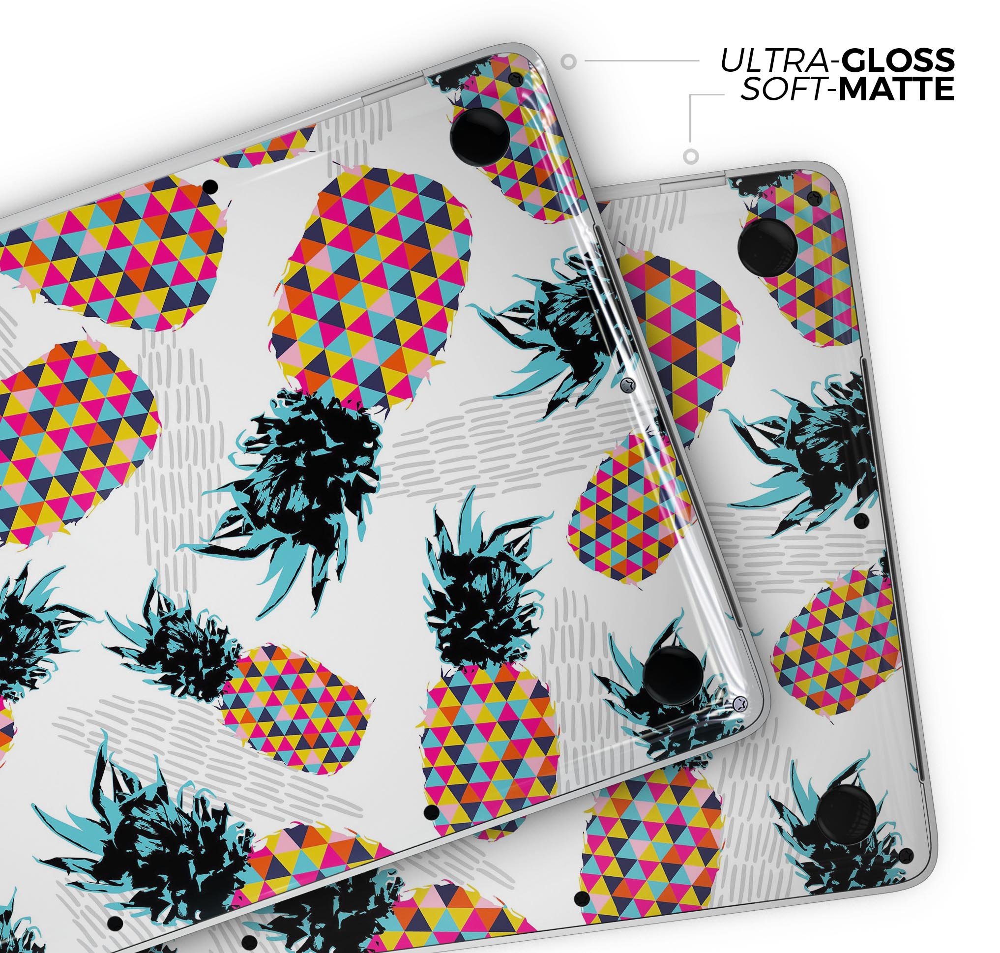 Retro Summer Pineapple skin decal wrap kit for MacBook, showcasing vibrant pineapple design on premium vinyl material.