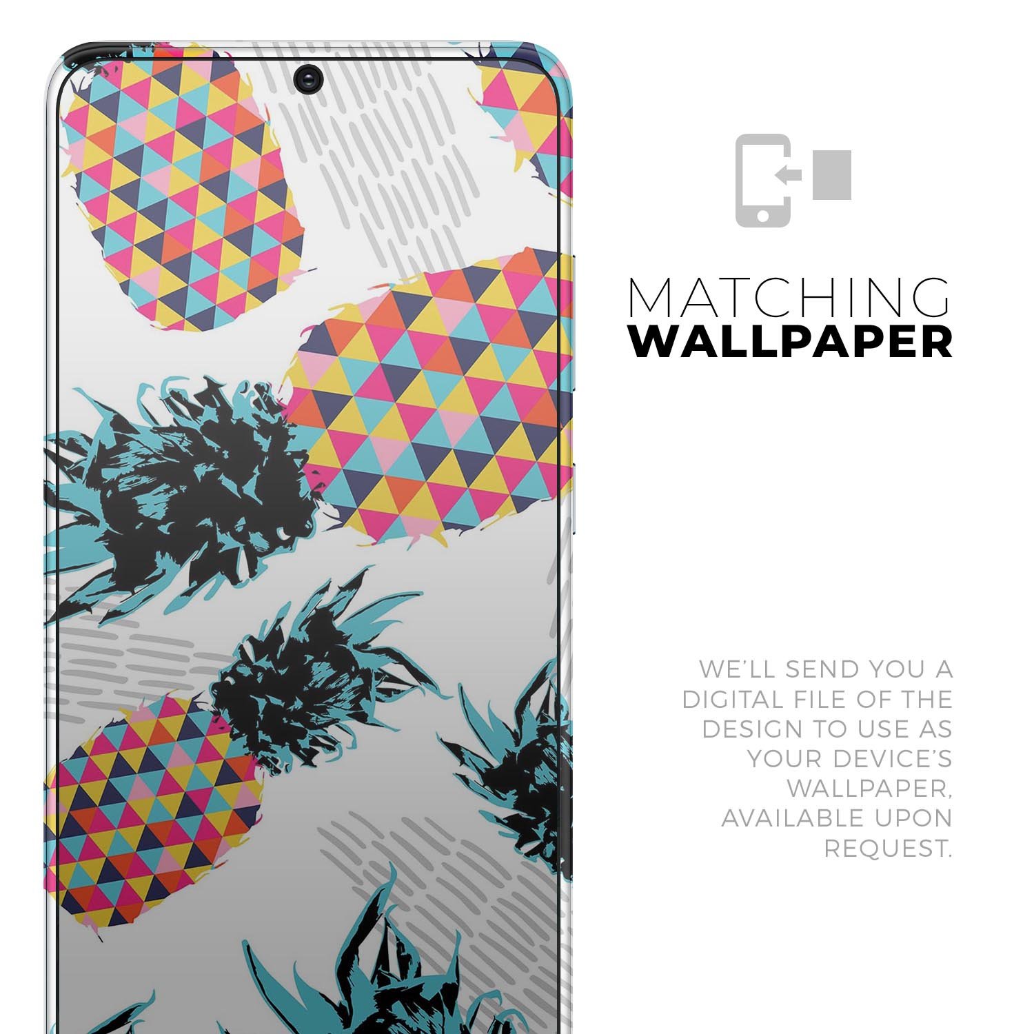 Retro Summer Pineapple skin kit for Samsung Galaxy S-Series, showcasing vibrant pineapple design on a sleek device.