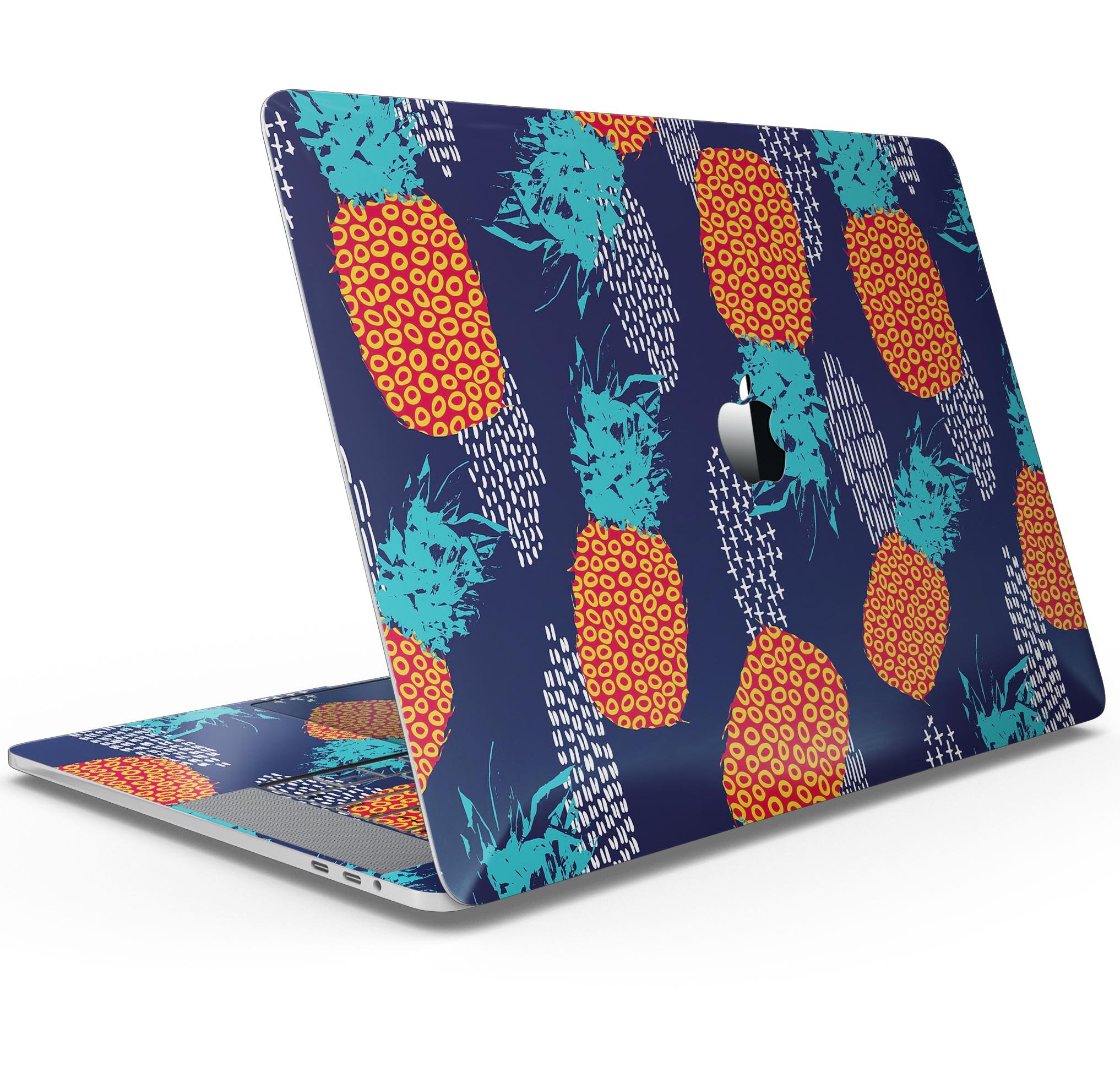Retro Summer Pineapple skin decal wrap kit for MacBook, featuring vibrant pineapple design and premium vinyl material.