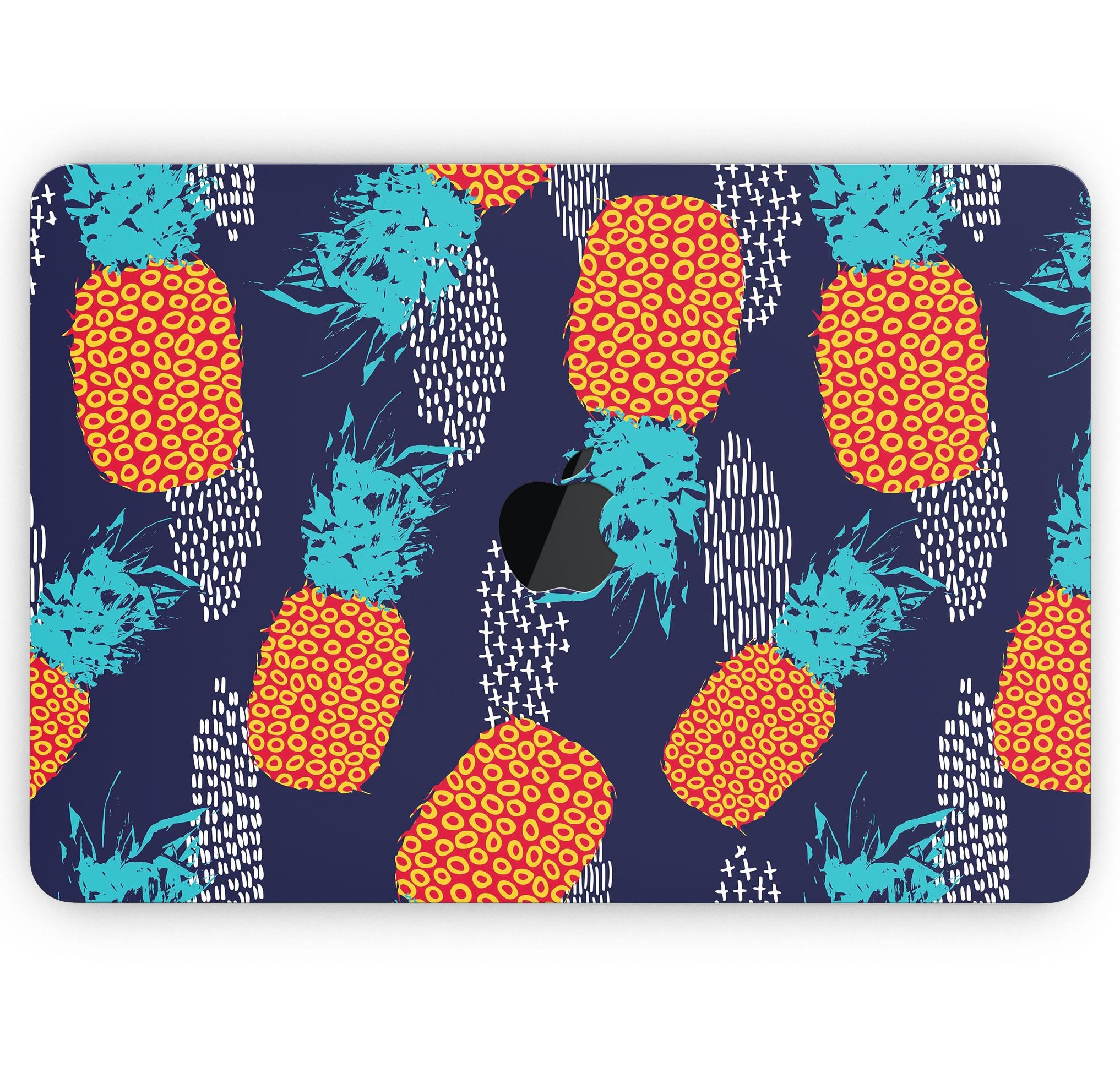 Retro Summer Pineapple skin decal wrap kit for MacBook, featuring vibrant pineapple design and premium vinyl material.