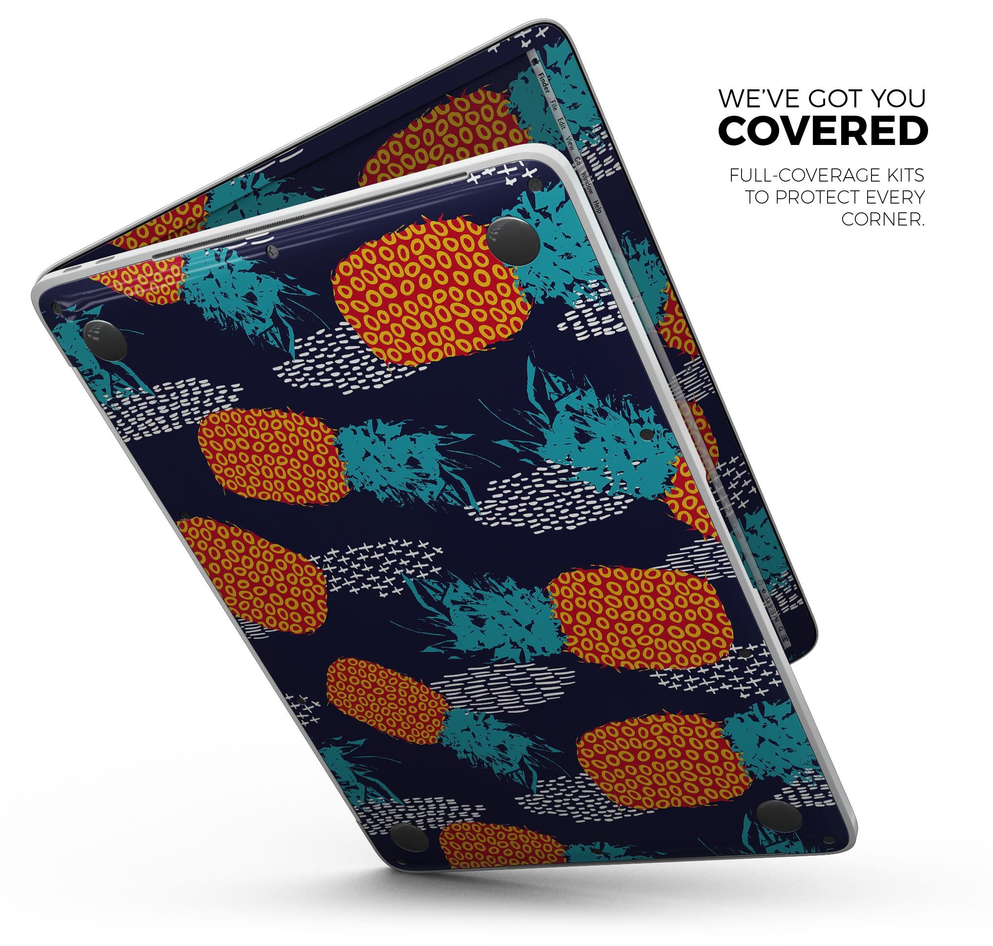 Retro Summer Pineapple skin decal wrap kit for MacBook, featuring vibrant pineapple design and premium vinyl material.