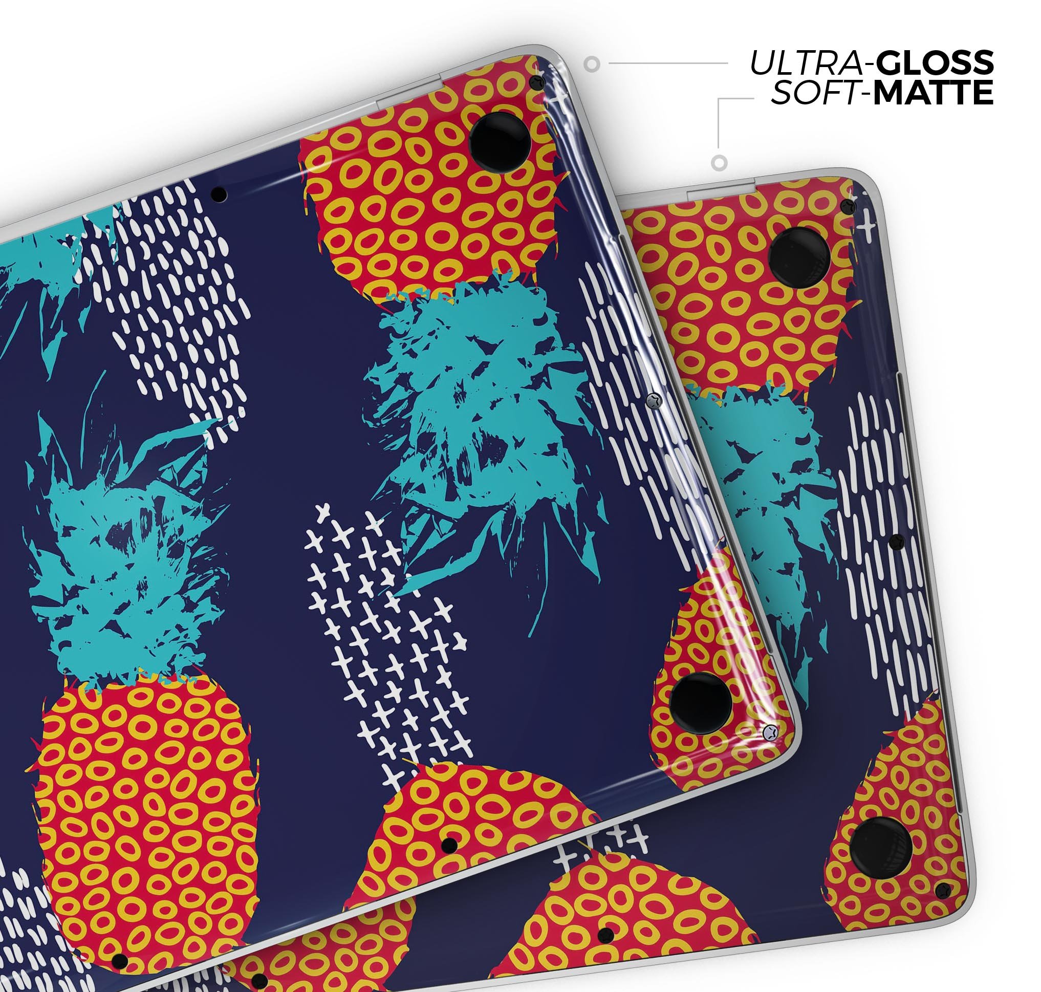 Retro Summer Pineapple skin decal wrap kit for MacBook, featuring a vibrant pineapple design on premium vinyl material.