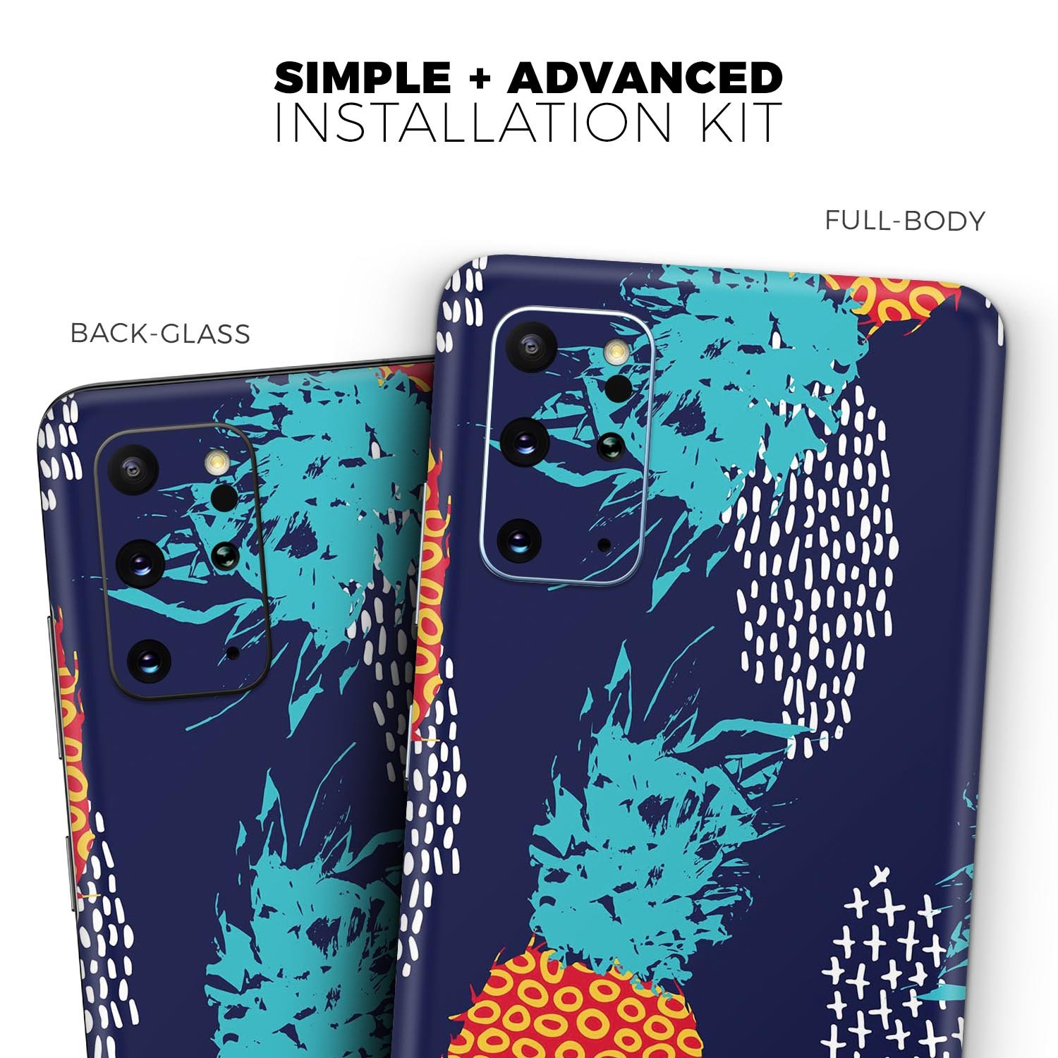 Retro Summer Pineapple skin kit for Samsung Galaxy S-Series, featuring vibrant pineapple design on premium vinyl.
