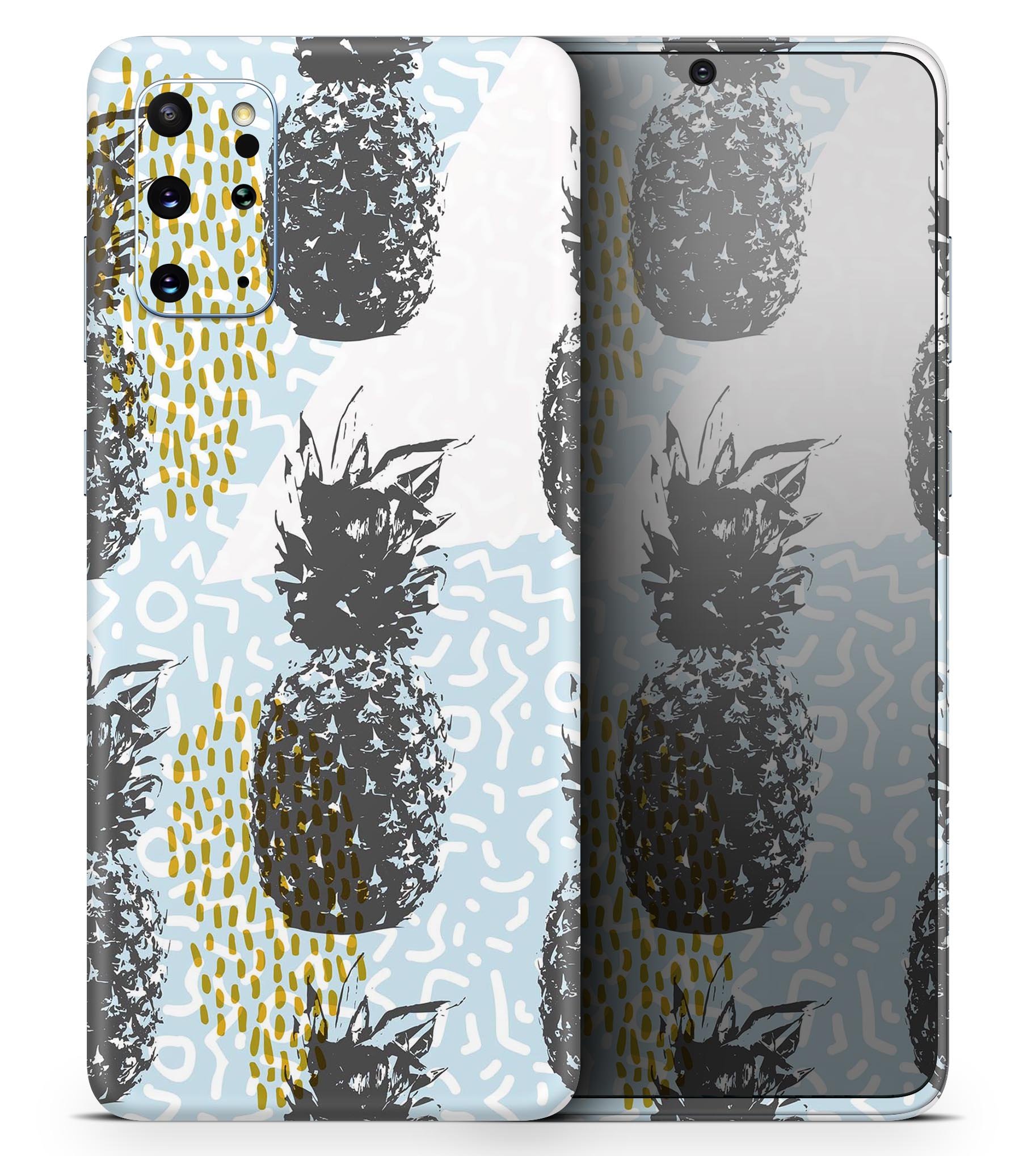 Retro Summer Pineapple skin kit for Samsung Galaxy S-Series, showcasing vibrant pineapple design on a sleek device.
