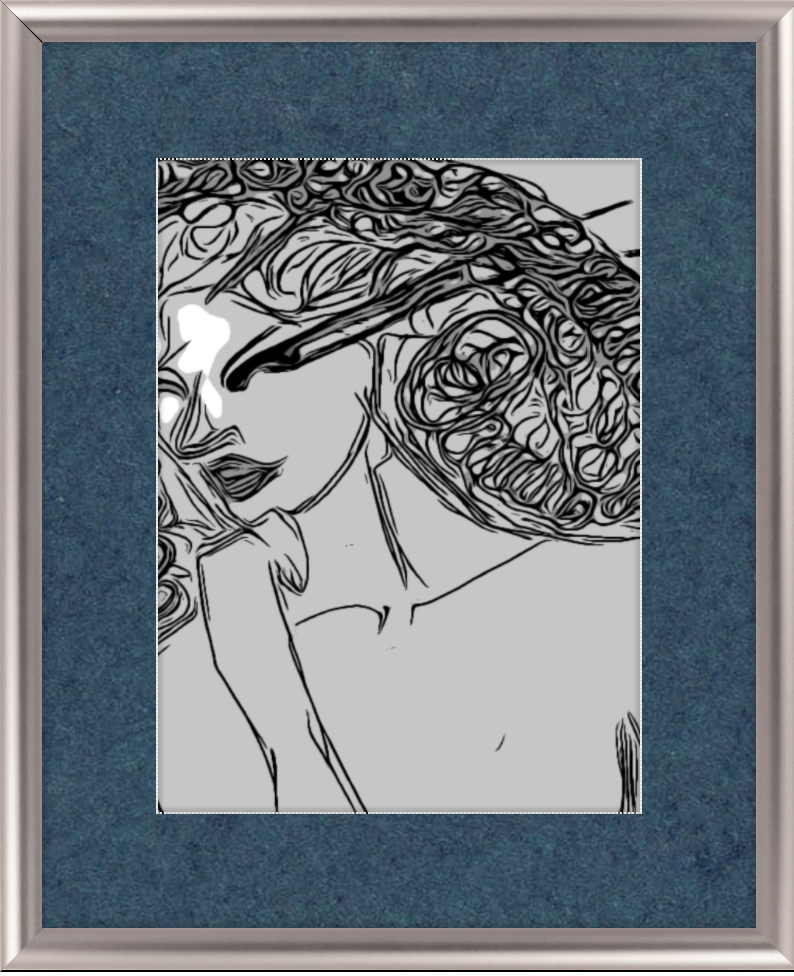 Custom metal picture frame by thelionbody® in contrast silver, showcasing a photo with a Yorktown mat.