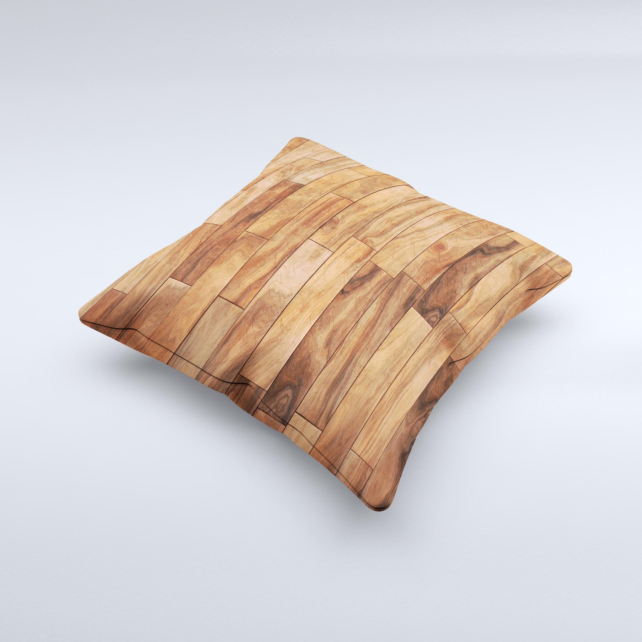 Rich Wood Planks Ink-Fuzed Decorative Throw Pillow showcasing a unique wood design, handcrafted in Virginia with high-quality fabric and filling.