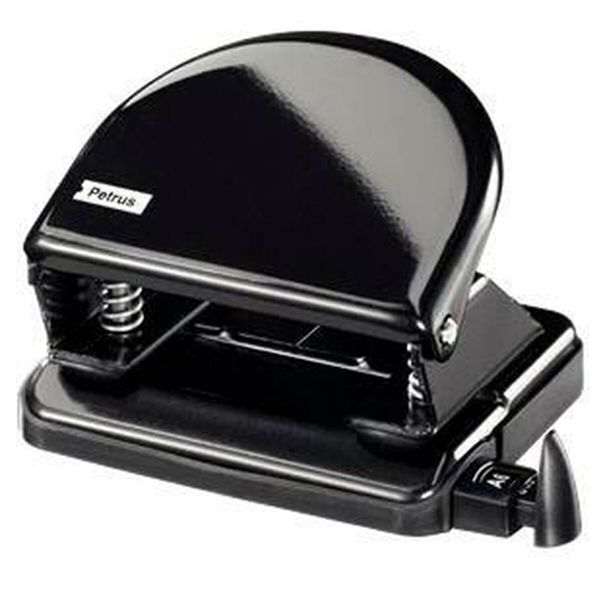 Black metal two-hole puncher.