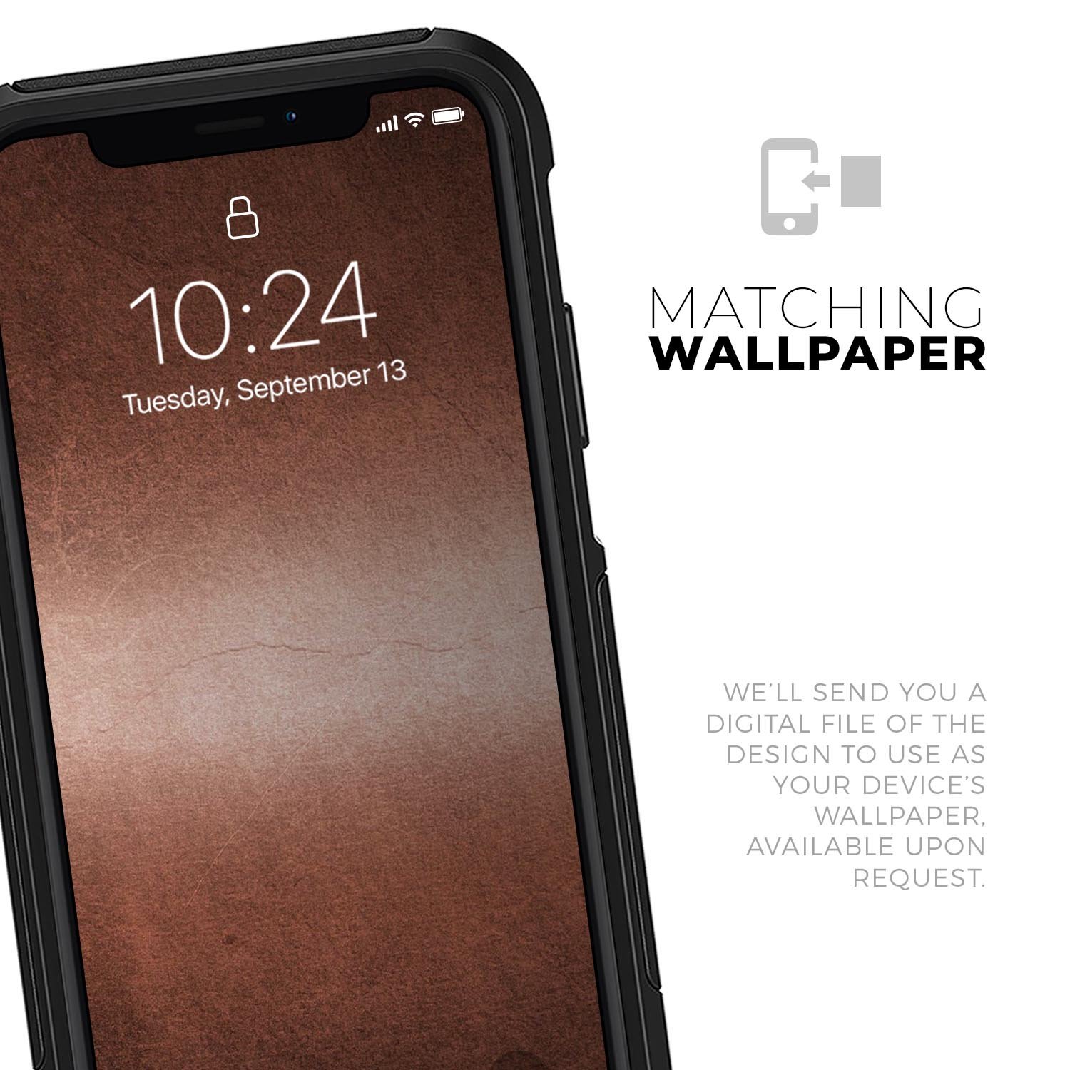 Rose Gold Cracked Surface Skin Kit for iPhone OtterBox Cases, showcasing a stylish design with a cracked surface pattern.