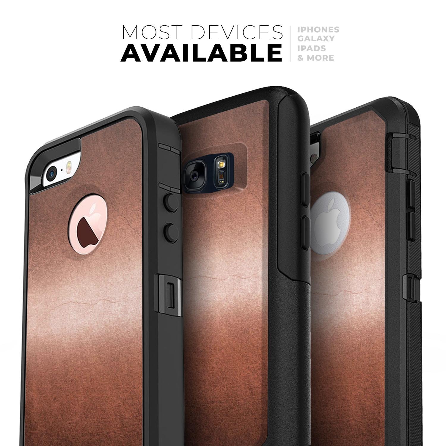 Rose Gold Cracked Surface Skin Kit for iPhone OtterBox Cases, showcasing a stylish design with a cracked surface pattern.