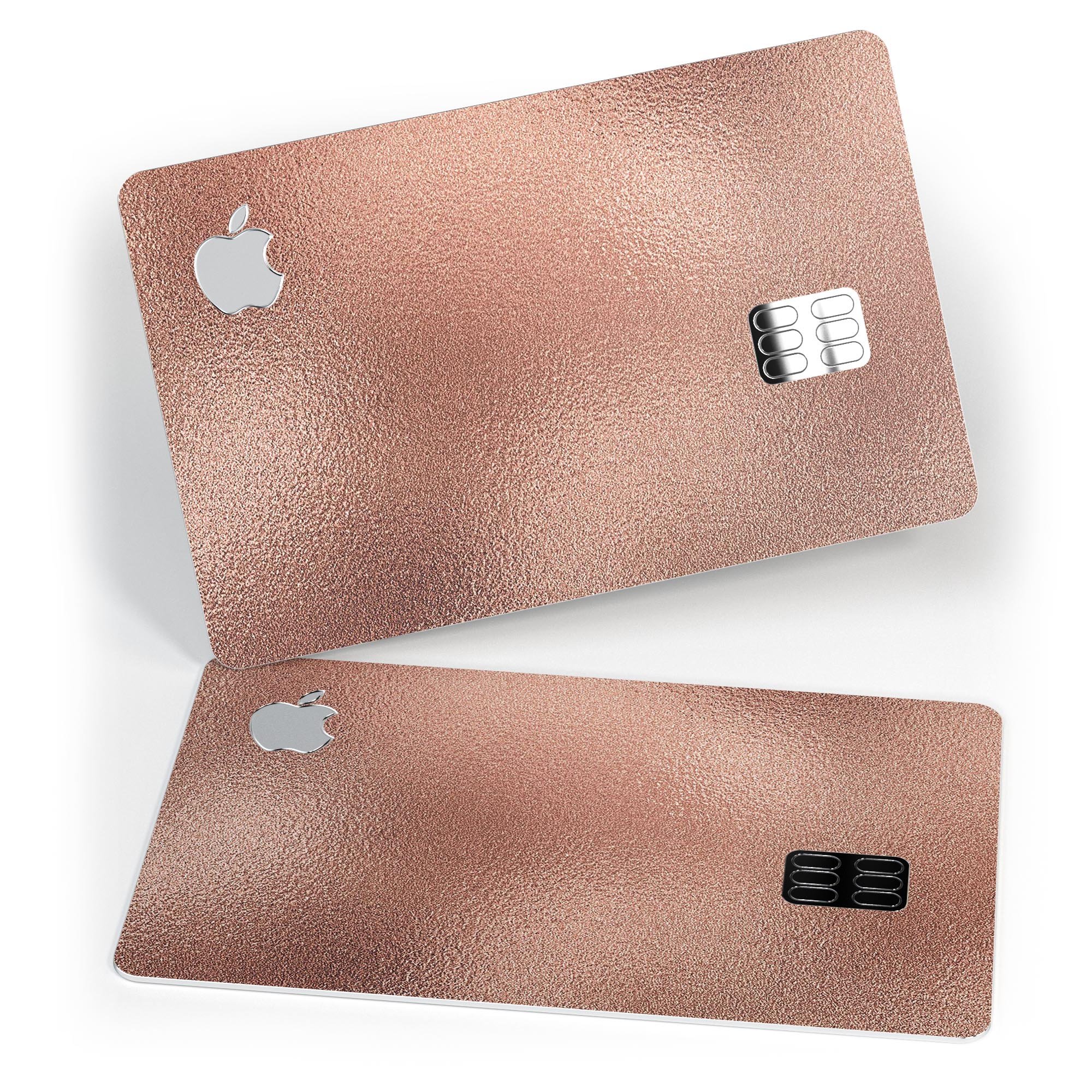 Rose Gold Digital Foiled Surface V1 decal applied on an Apple Card, showcasing its premium design and protective features.