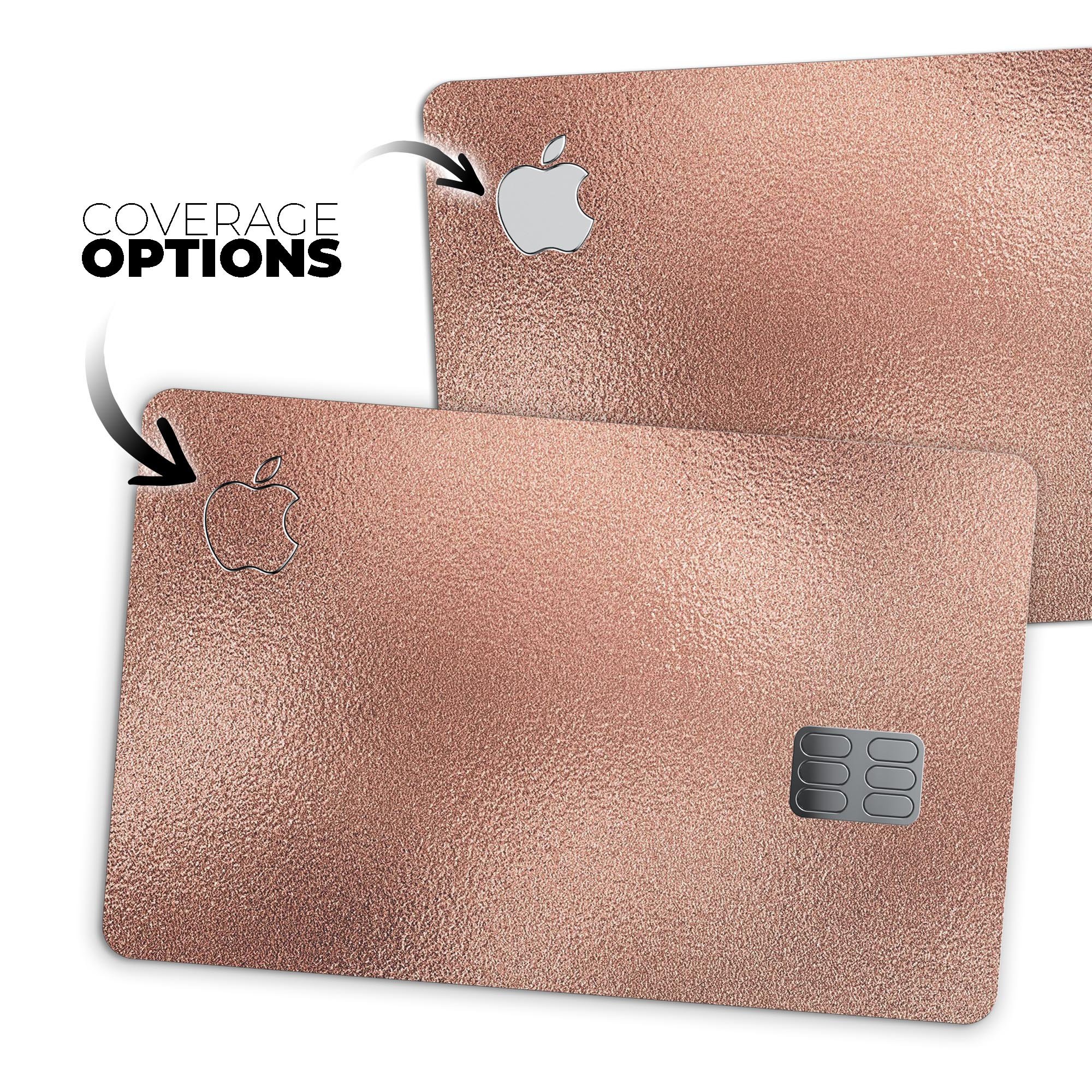 Rose Gold Digital Foiled Surface V1 decal applied on an Apple Card, showcasing its premium design and protective features.