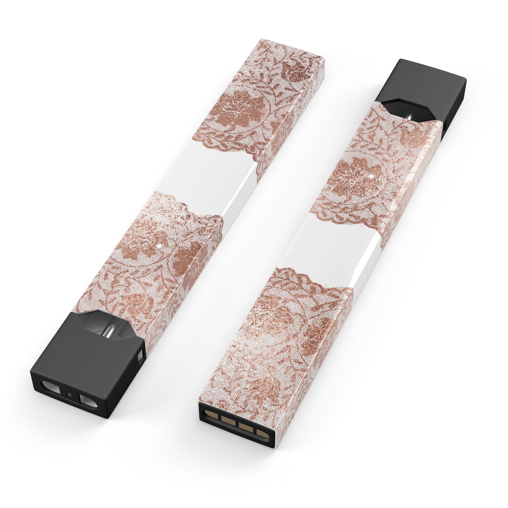 Rose Gold Lace Pattern skin wrap for JUUL vaping device, showcasing intricate lace design and premium finish.