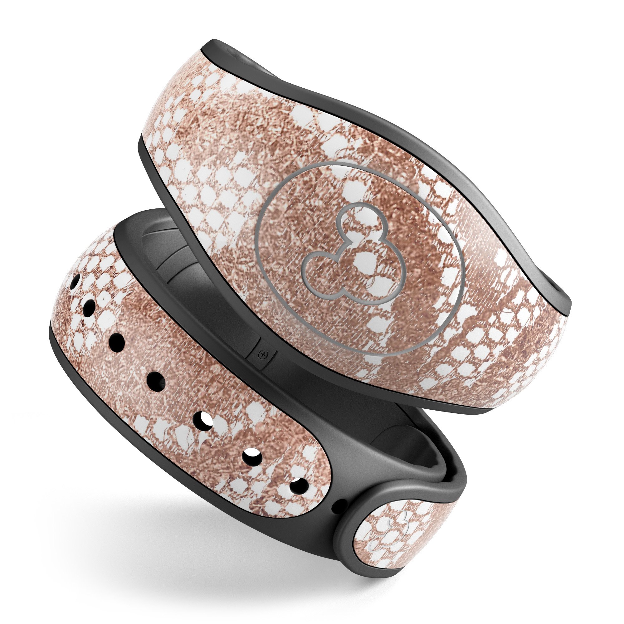 Rose Gold Lace Pattern decal skin wrap kit for Disney Magic Band, showcasing intricate lace design and high-quality finish.