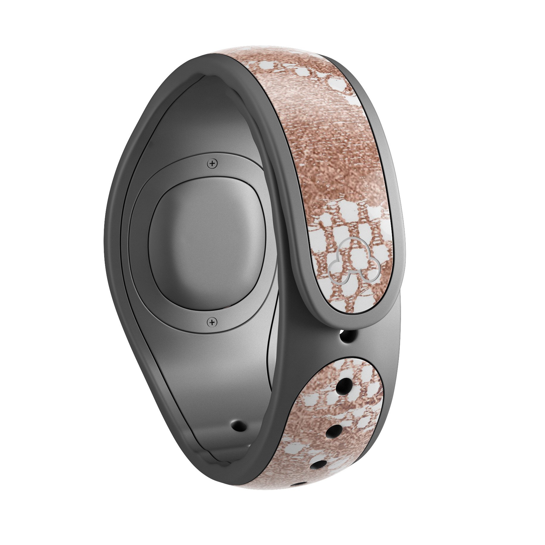 Rose Gold Lace Pattern decal skin wrap kit for Disney Magic Band, showcasing intricate lace design and high-quality finish.