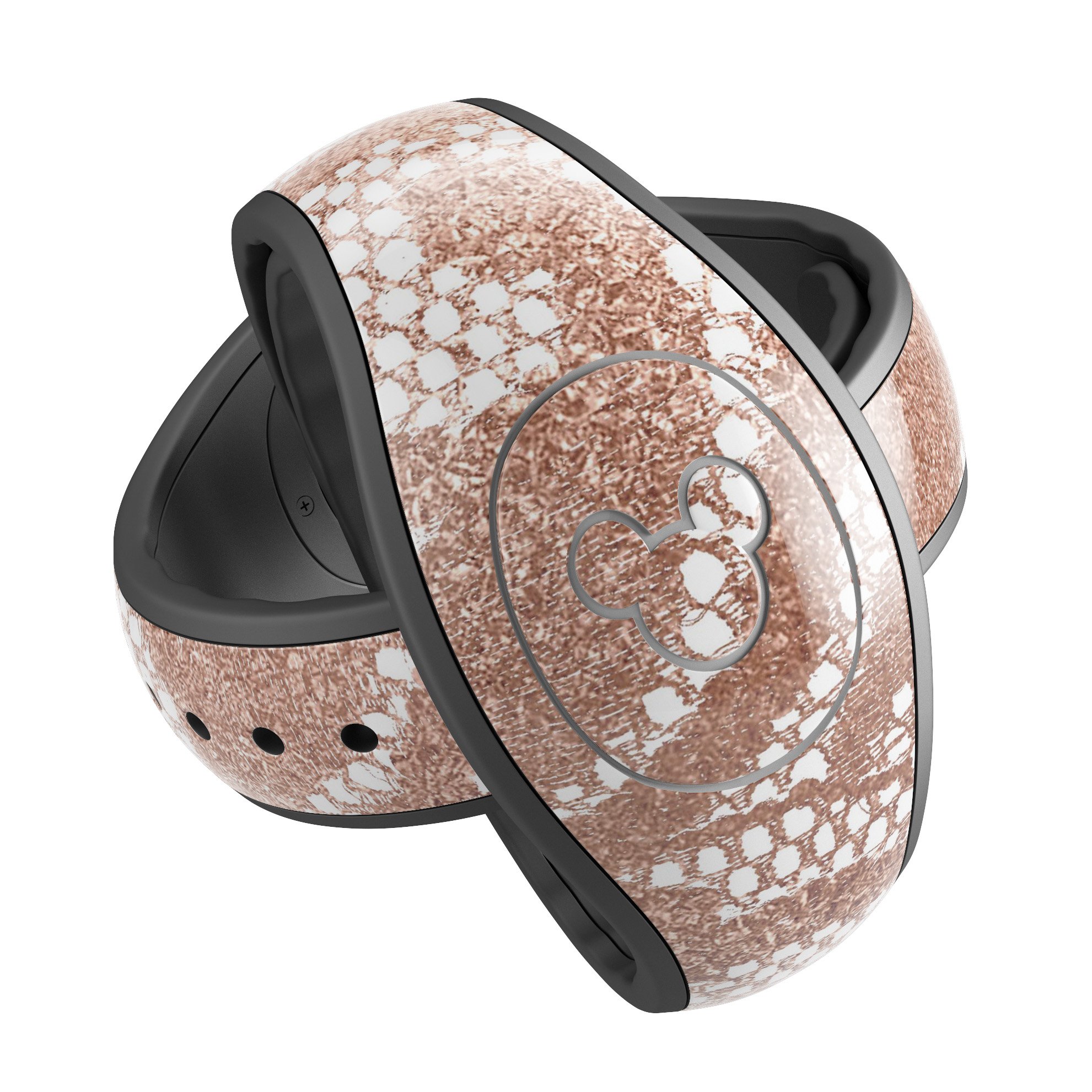 Rose Gold Lace Pattern decal skin wrap kit for Disney Magic Band, showcasing intricate lace design and high-quality finish.