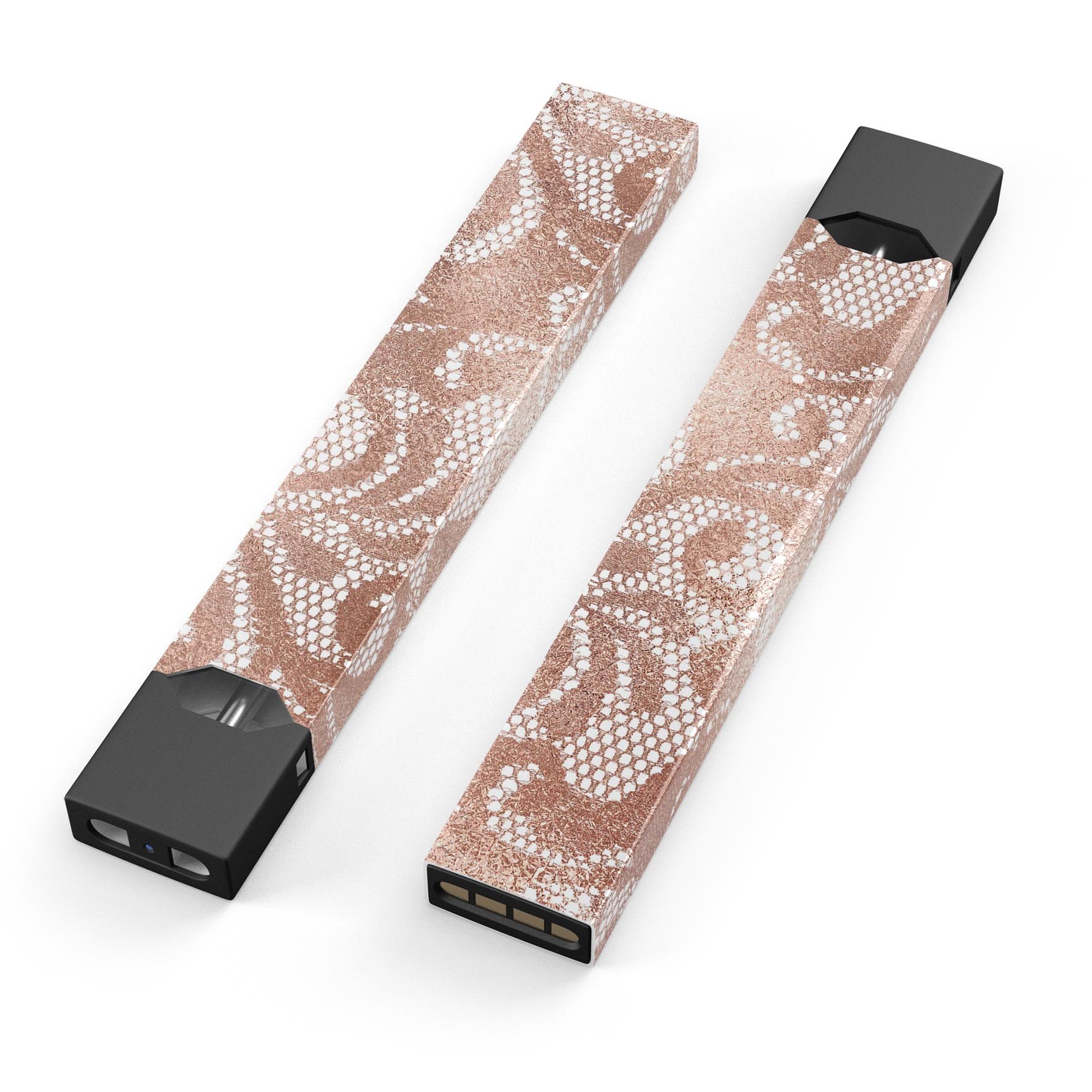 Rose Gold Lace Pattern skin wrap for JUUL vaping device, showcasing intricate lace design and premium finish.