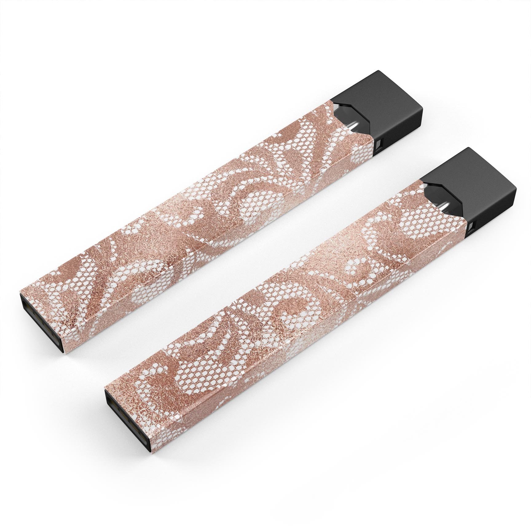 Rose Gold Lace Pattern skin wrap for JUUL vaping device, showcasing intricate lace design and premium finish.