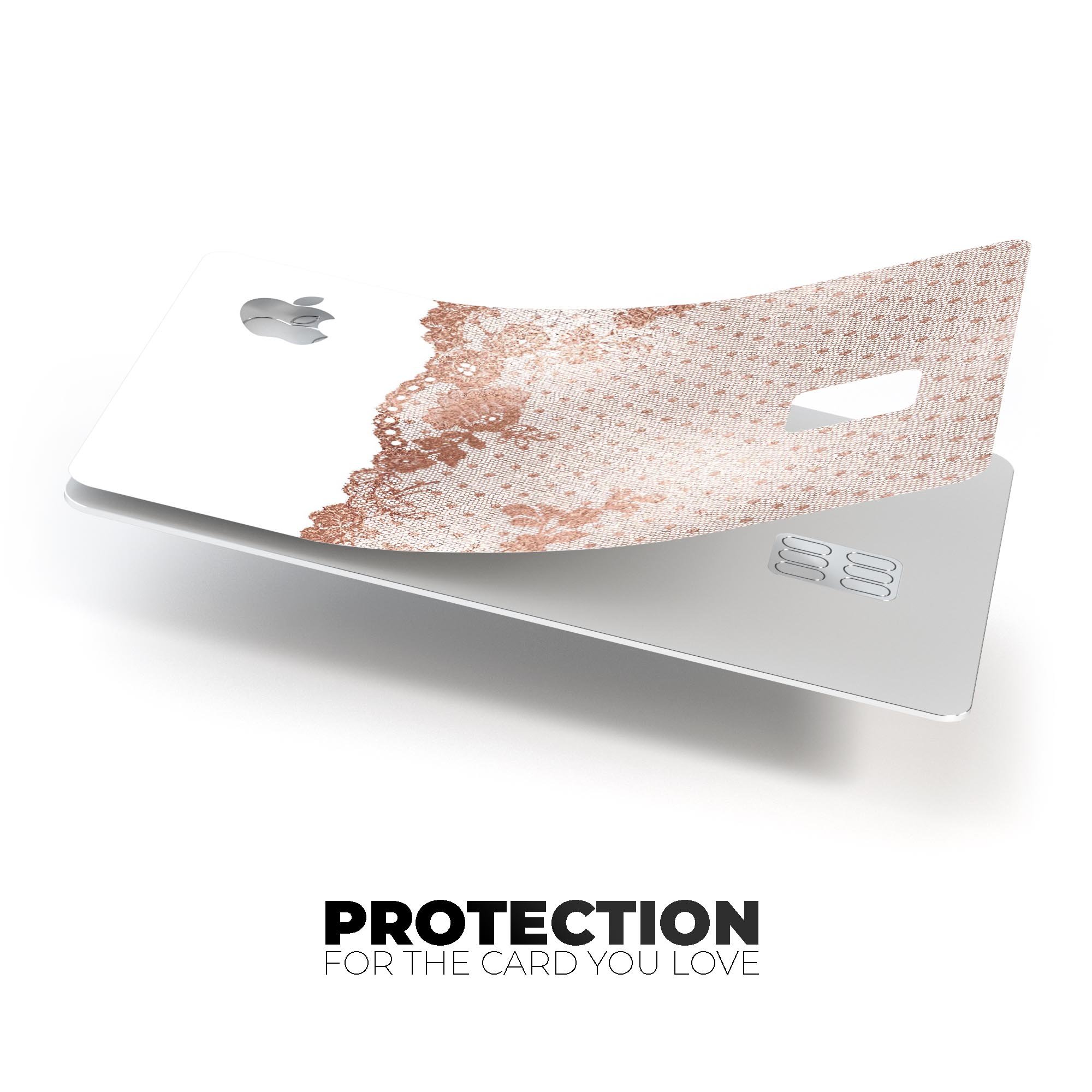 Rose Gold Lace Pattern skin decal for Apple Card, showcasing intricate lace design and premium finish.