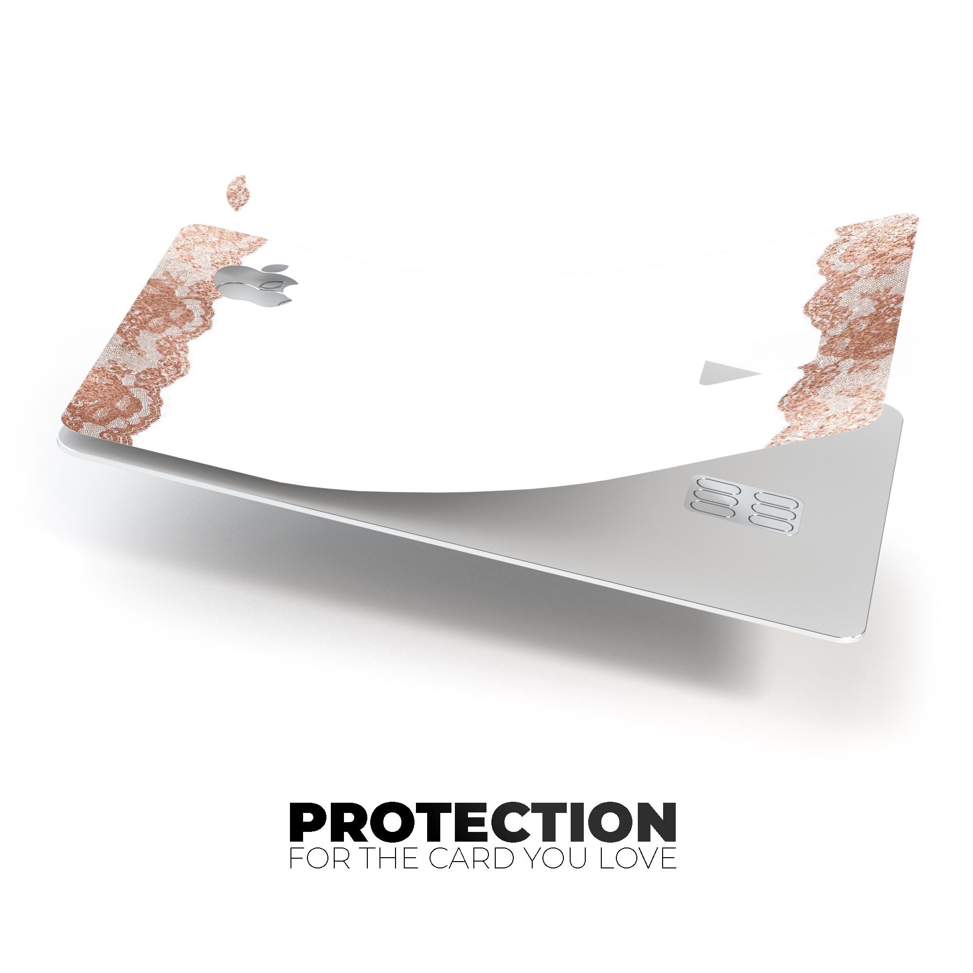 Rose Gold Lace Pattern 8 decal skin for Apple Card, showcasing intricate lace design and premium finish.