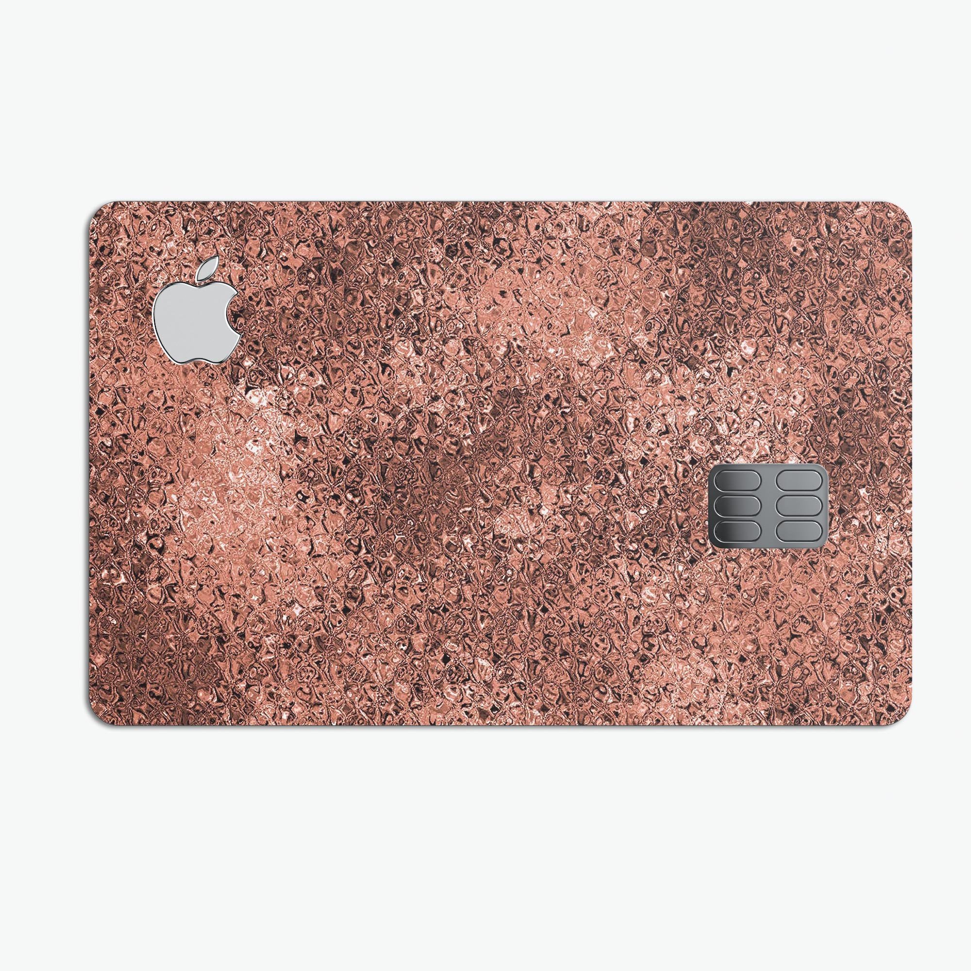 Rose Gold Liquid Abstract skin kit for Apple Card, showcasing a stylish design with premium vinyl material.