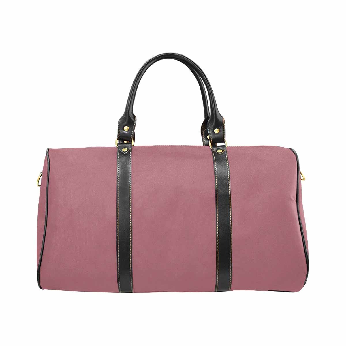 Stylish Rose Gold Red Travel Bag with adjustable strap, showcasing its waterproof fabric and spacious design.