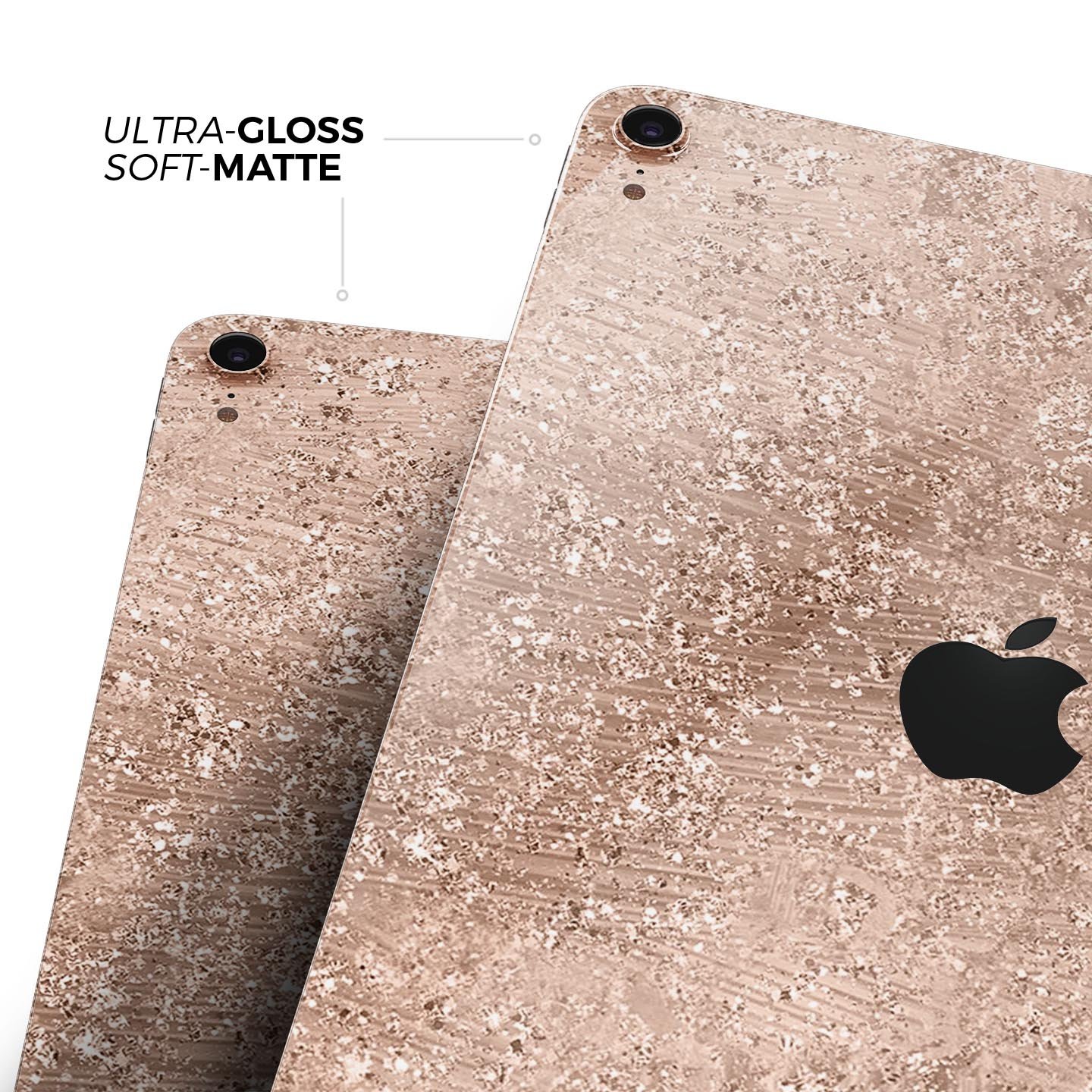 Rose Gold Scratched Full Body Skin Decal for Apple iPad Pro, showcasing its sleek design and premium finish.