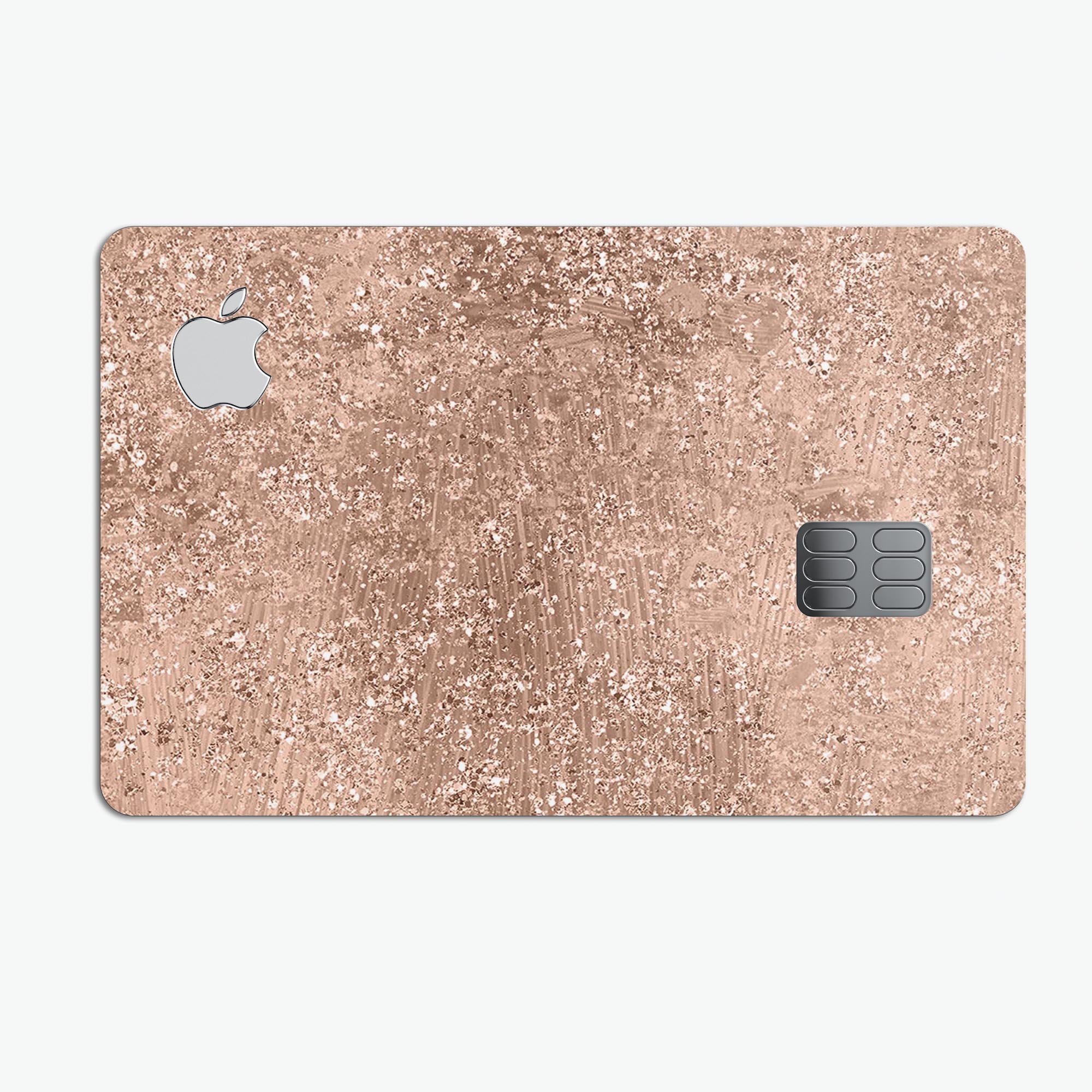 Rose Gold Scratched Premium Protective Decal Skin-Kit for Apple Card, showcasing its elegant design and protective features.
