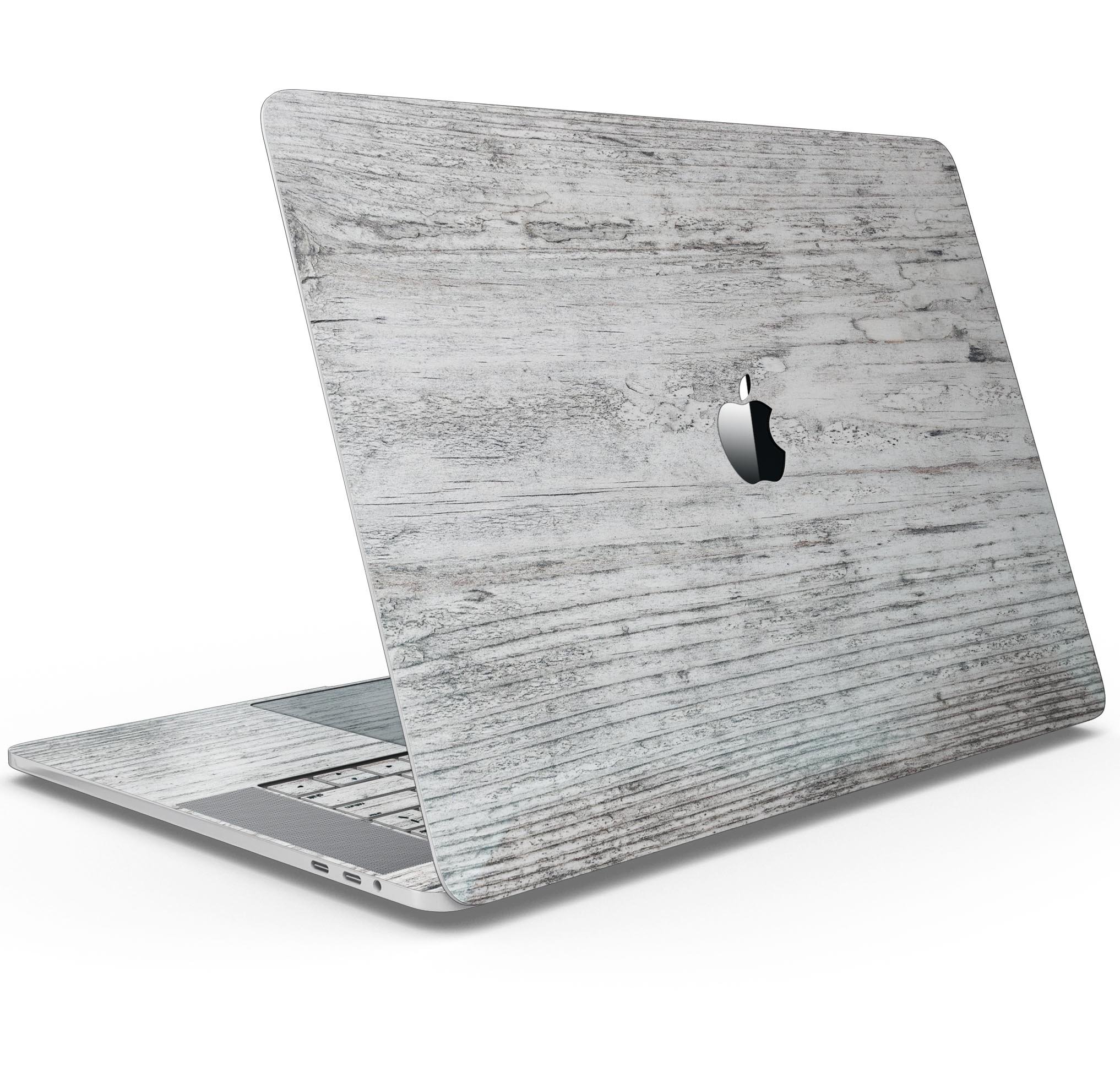 Rough White Wood Skin Decal Wrap Kit for Apple MacBook, showcasing a stylish wood design with a soft-matte finish.
