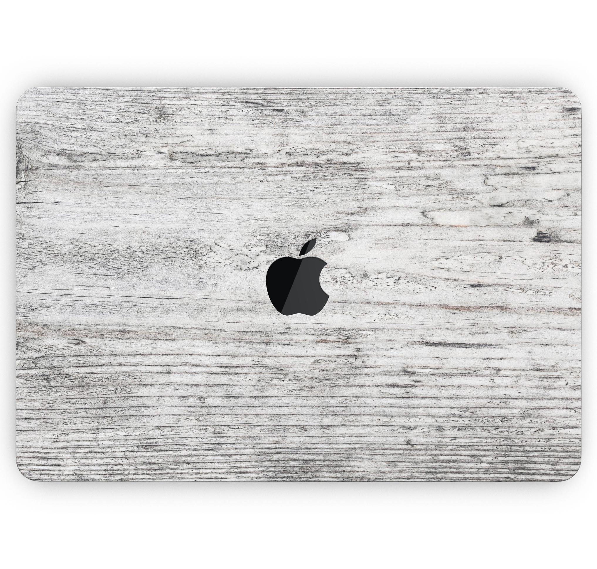 Rough White Wood Skin Decal Wrap Kit for Apple MacBook, showcasing a stylish wood design with a soft-matte finish.