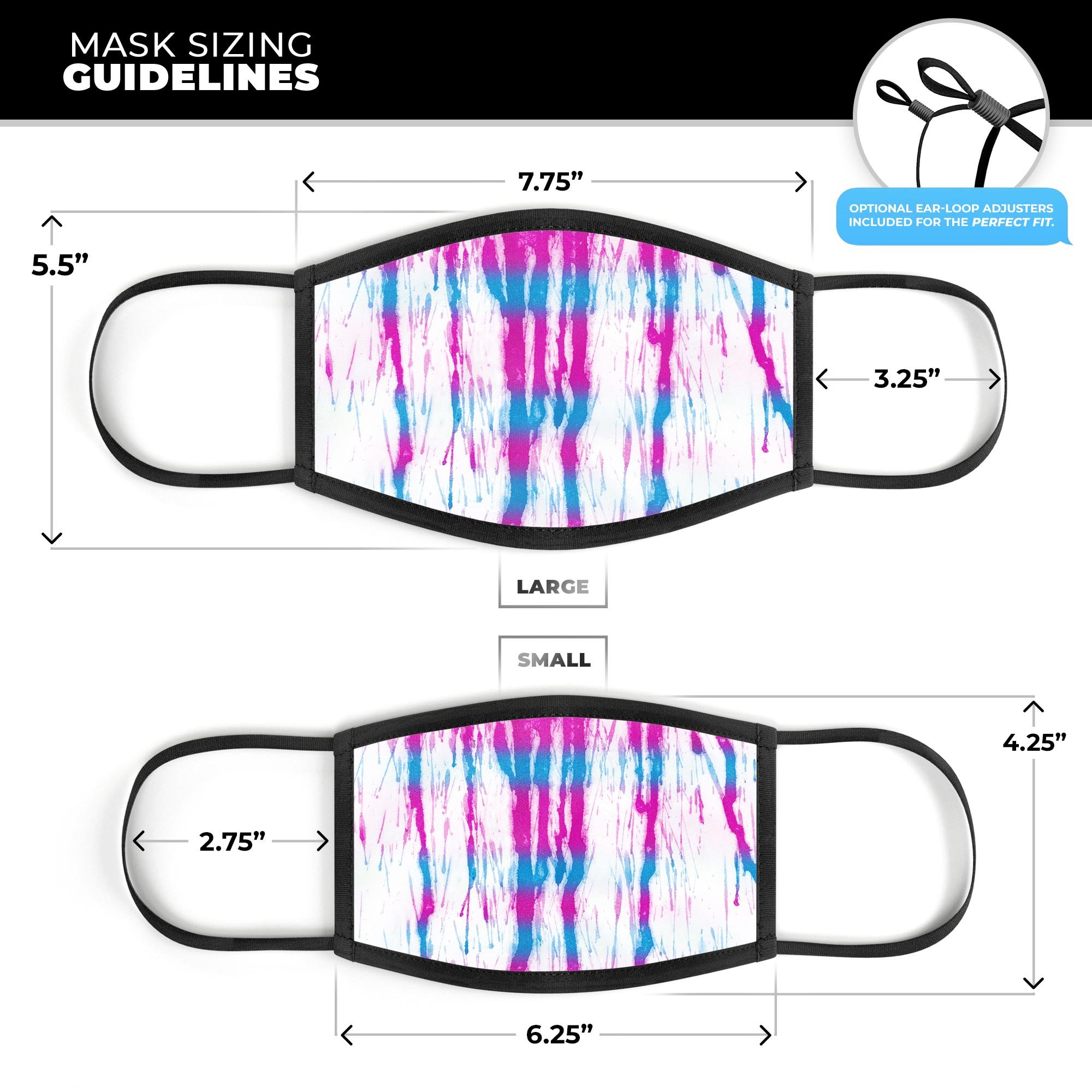 A vibrant blue and pink watercolor patterned mouth cover, showcasing a stylish design suitable for daily use.