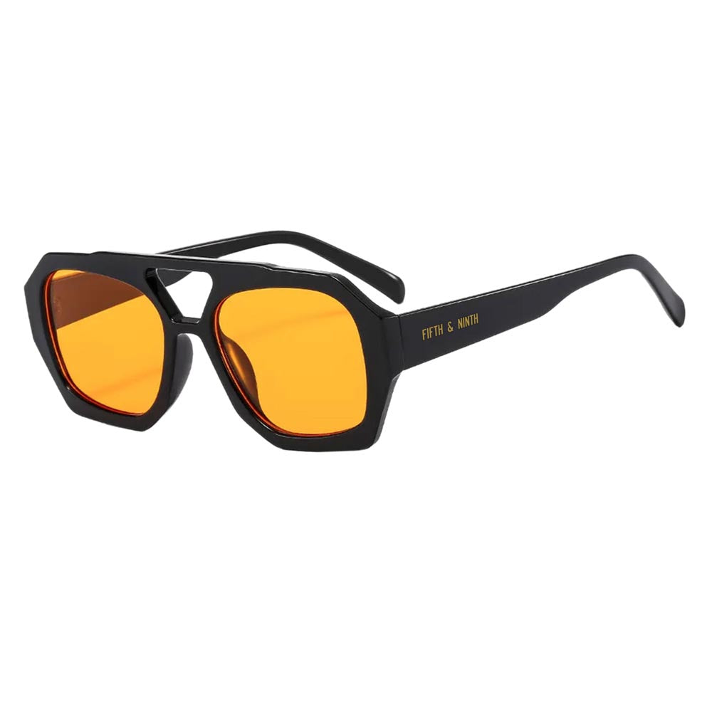 Ryder sunglasses featuring oversized geometric frames in various colors including black, orange, and tortoiseshell.
