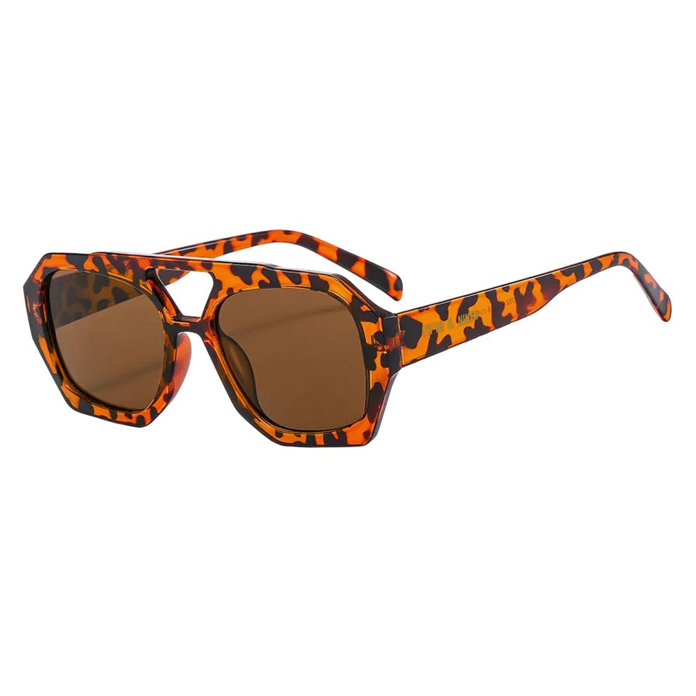 Ryder sunglasses featuring oversized geometric frames in various colors including black, orange, and tortoiseshell.