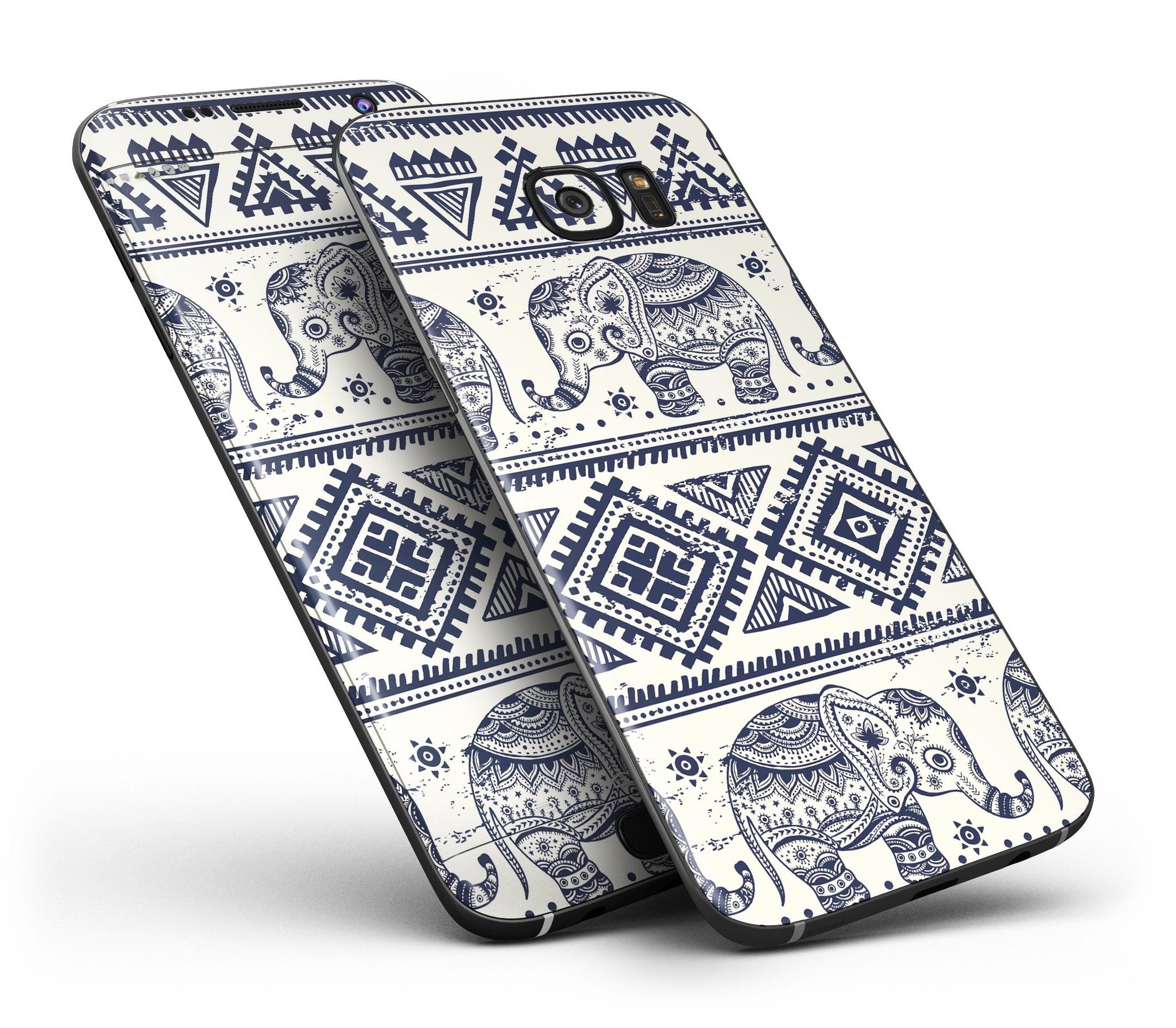 Sacred Elephant Pattern Full Body Skin-Kit for Samsung Galaxy S7, showcasing vibrant colors and intricate design.