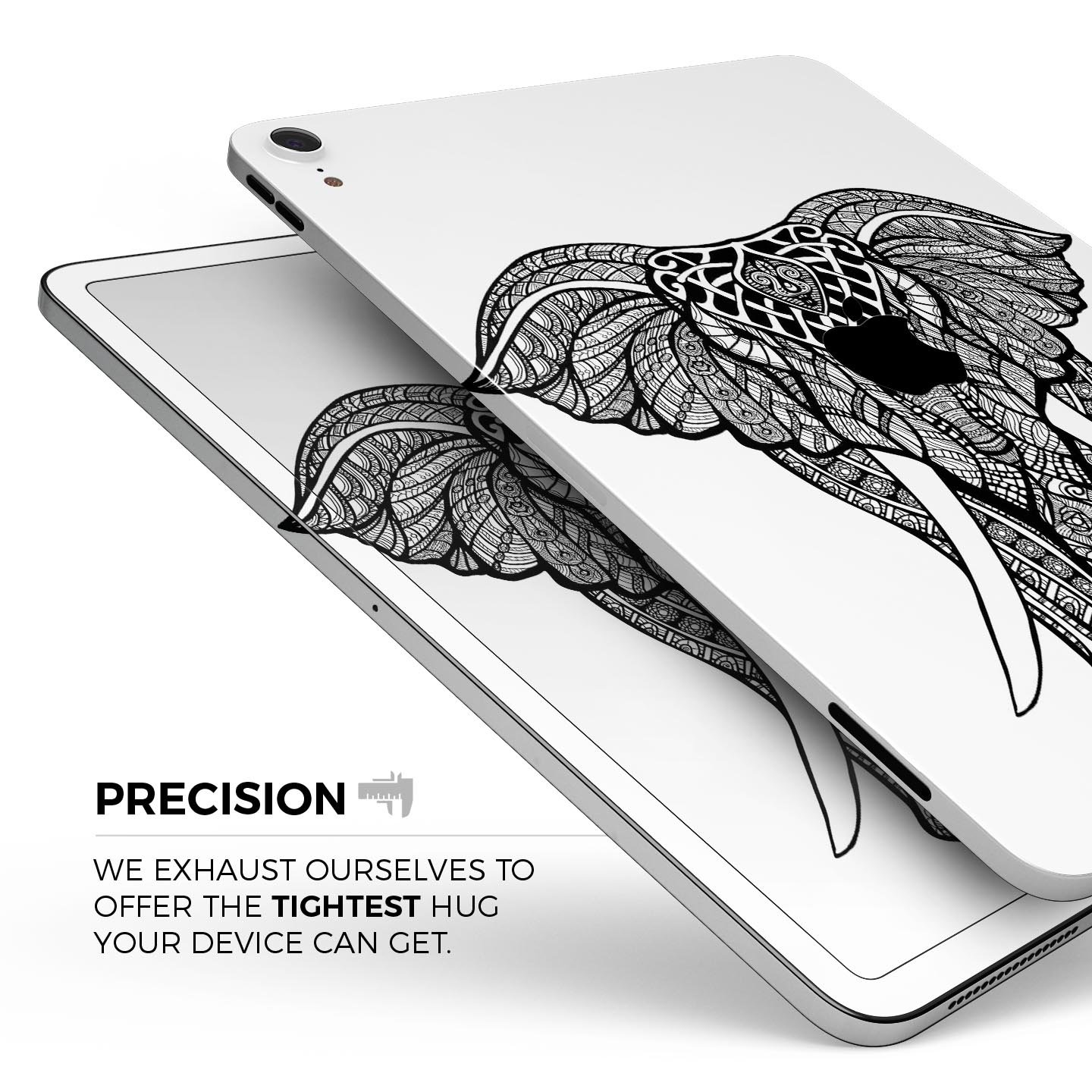 Sacred Ornate Elephant skin decal for Apple iPad Pro, showcasing intricate elephant design and premium finish.