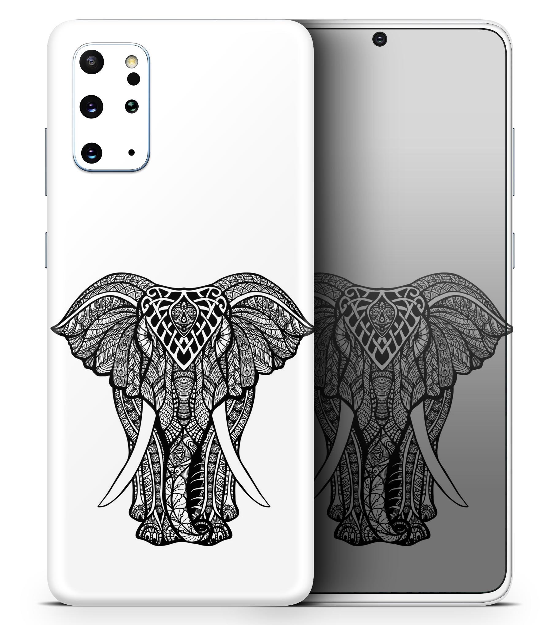 Sacred Ornate Elephant Skin-Kit for Samsung Galaxy S20, showcasing intricate design and premium vinyl material.