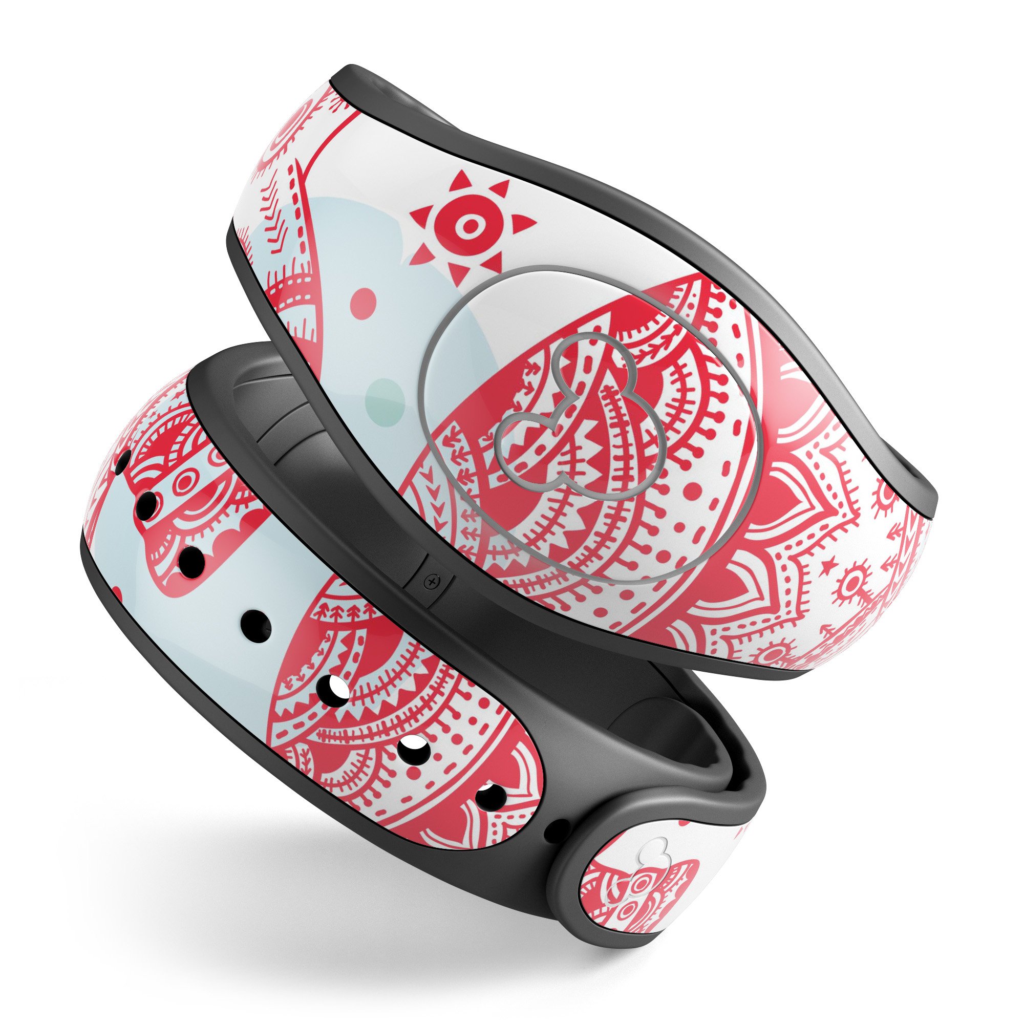 Sacred Red Elephant and Polkadots decal skin wrap kit for Disney Magic Band, showcasing vibrant colors and unique design.
