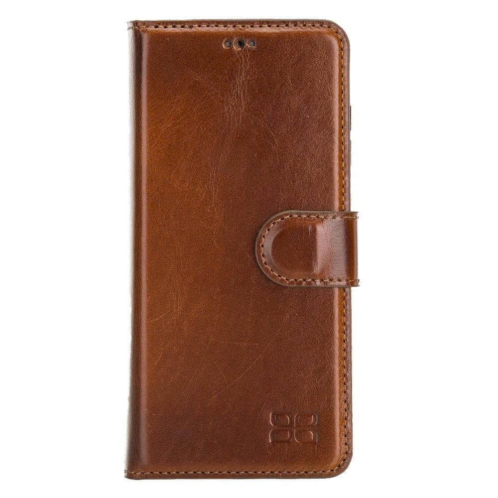 Samsung Galaxy S20 Series Leather Detachable Wallet Case in black leather, featuring card slots and RFID protection.