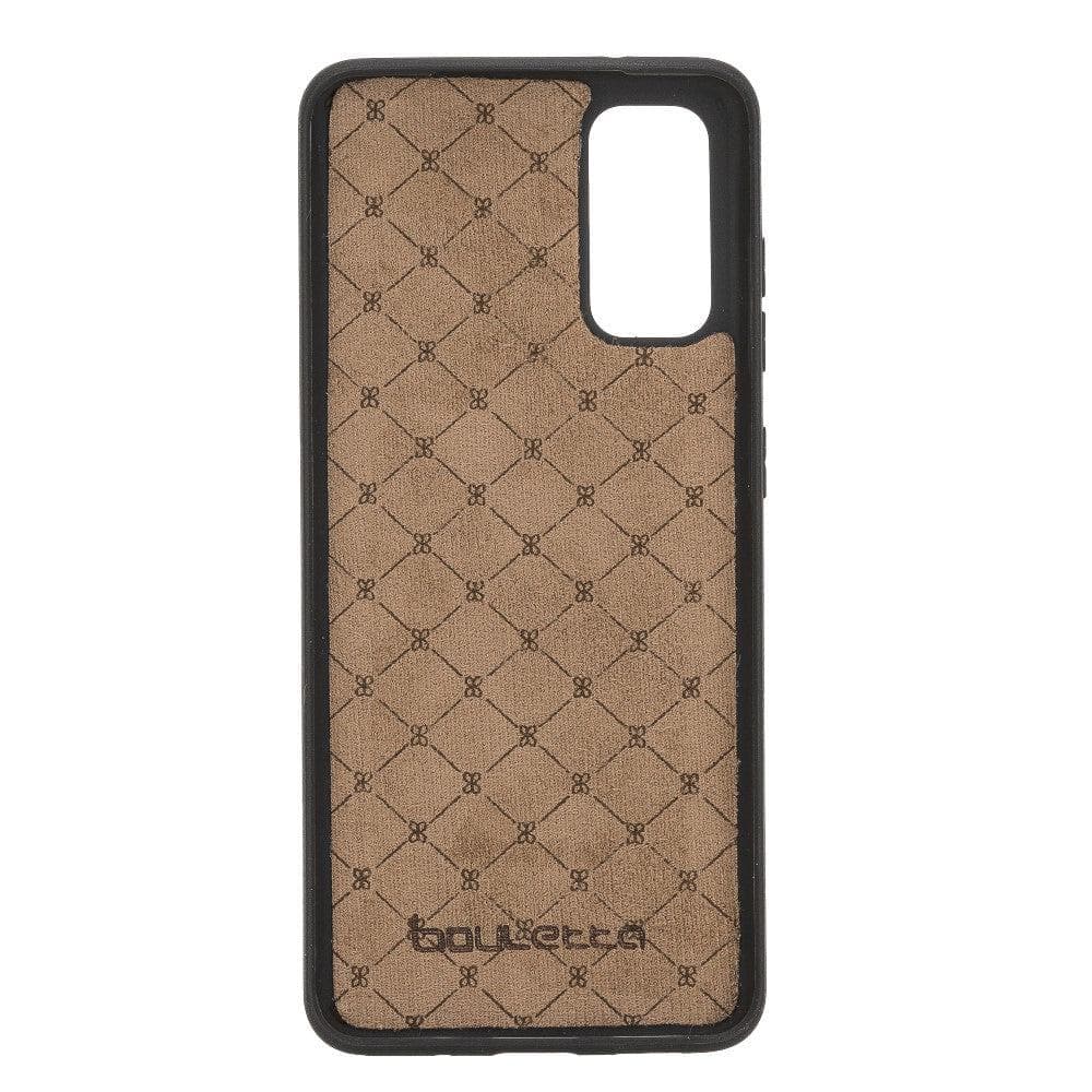 Samsung Galaxy S20 Series Leather Detachable Wallet Case in black leather, featuring card slots and RFID protection.