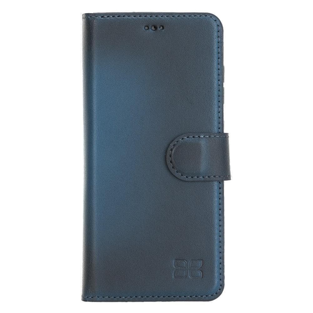 Samsung Galaxy S20 Series Leather Detachable Wallet Case in black leather, featuring card slots and RFID protection.