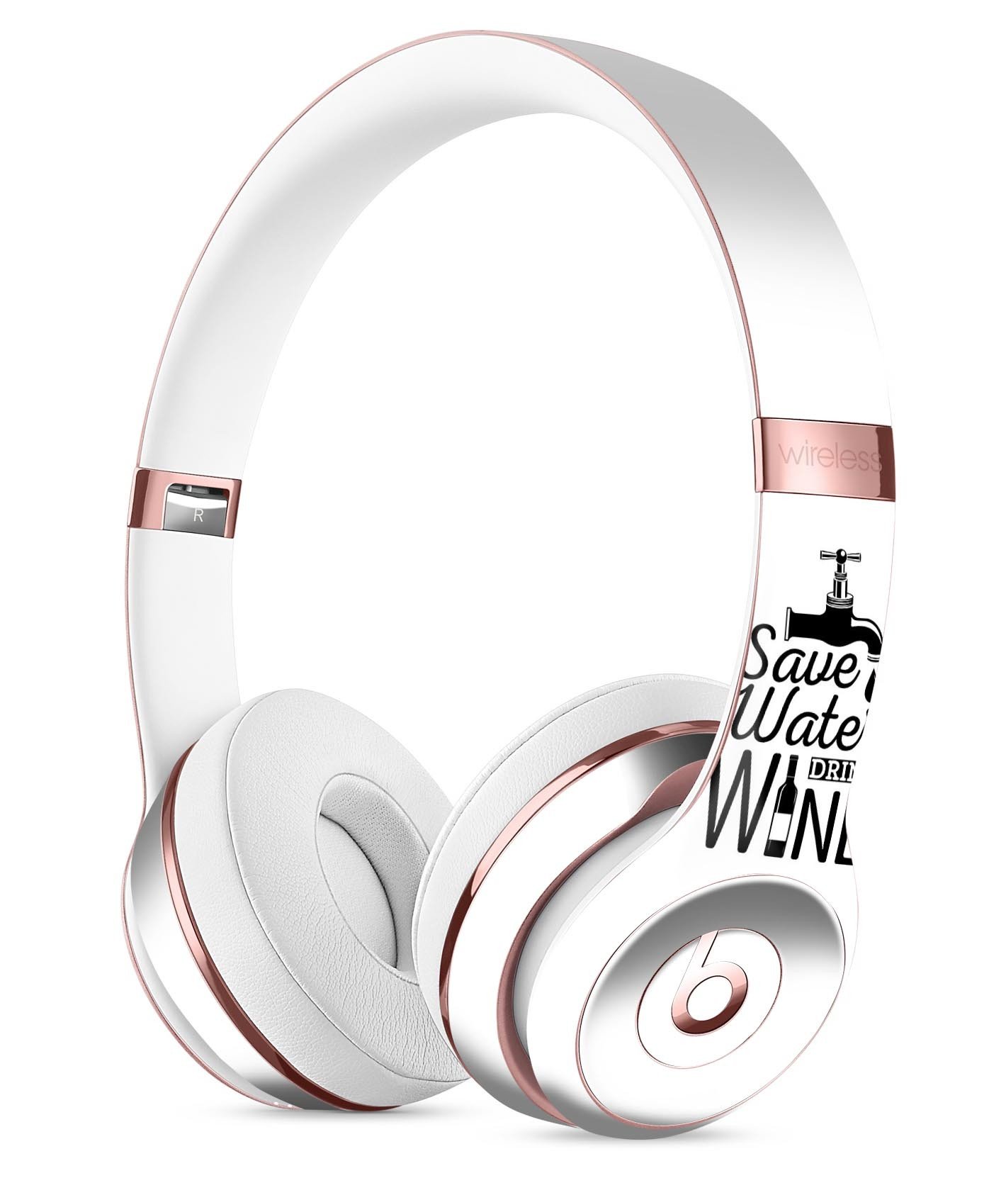 Save Water Drink Wine Full-Body Skin Kit for Beats by Dre Solo 3, showcasing vibrant design and premium vinyl material.
